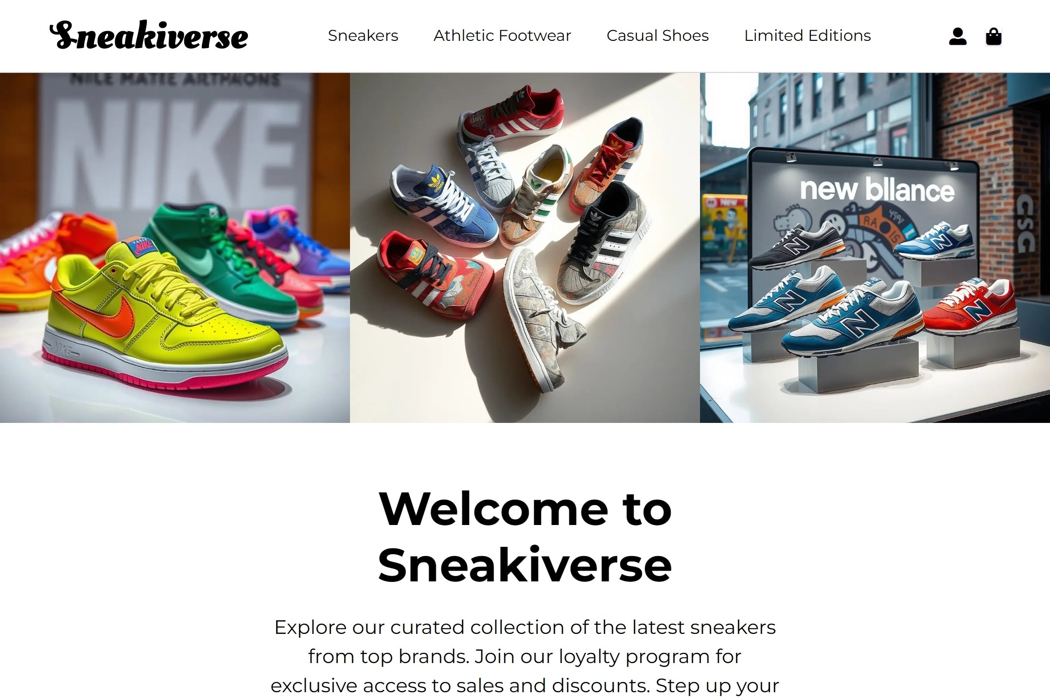 Online sneaker shop website template
