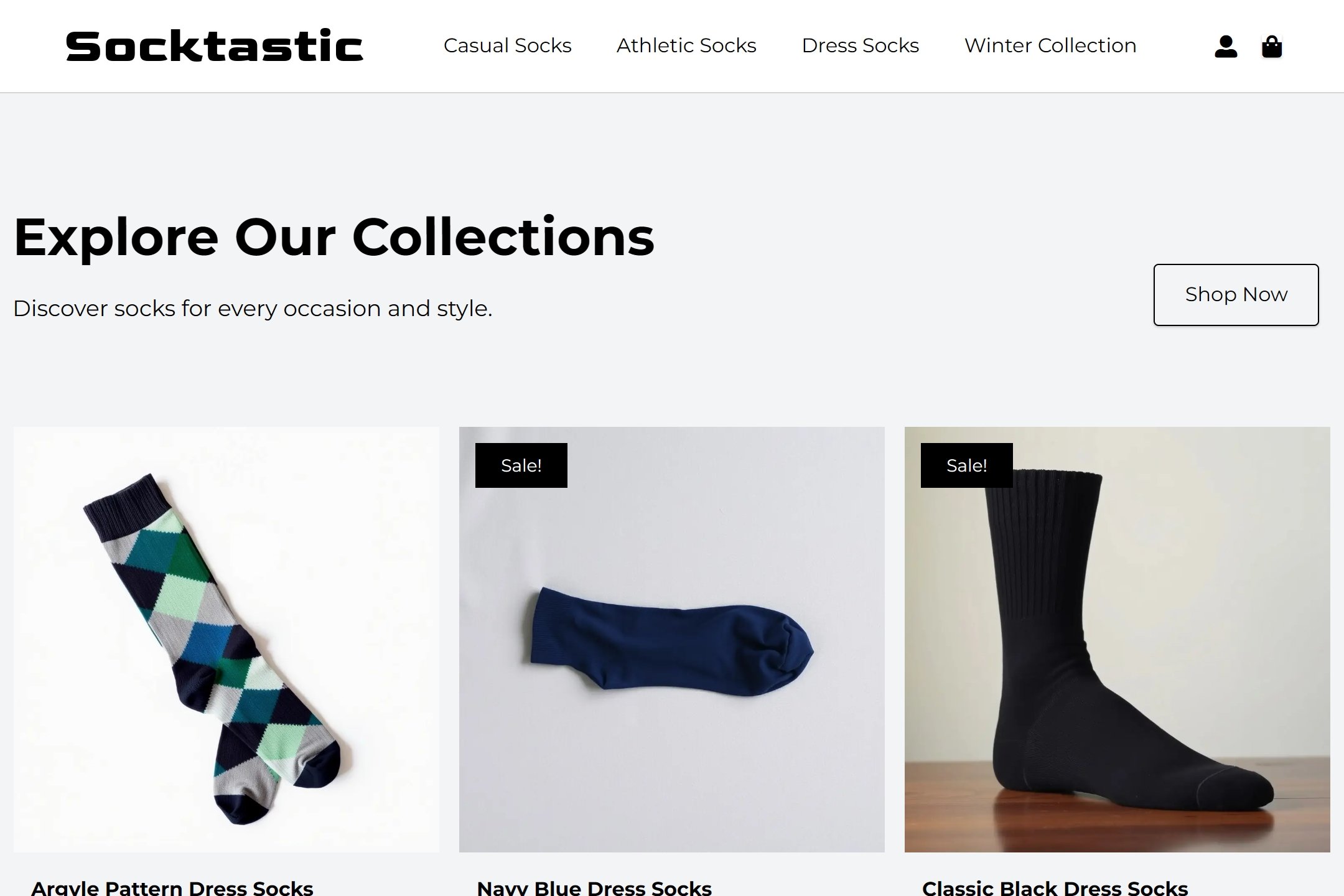 Online socks store website template
