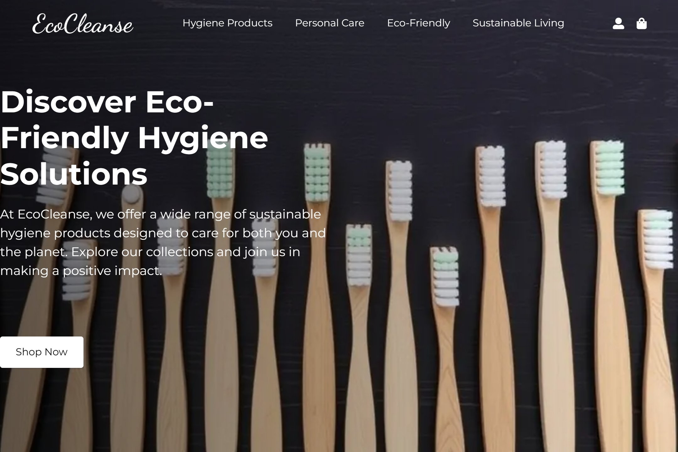 Online sustainable hygiene products store website template