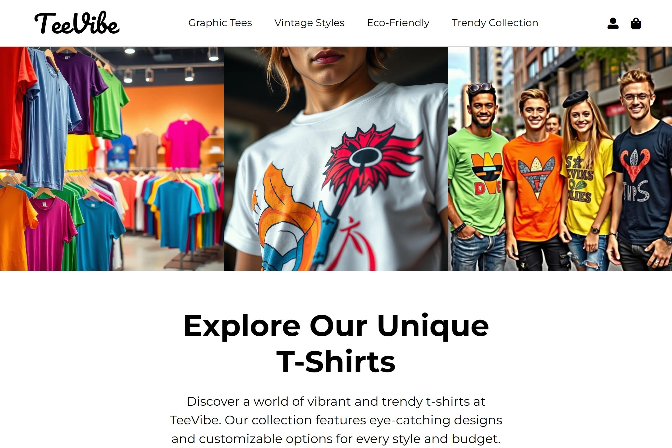 Online tee shirt store website template
