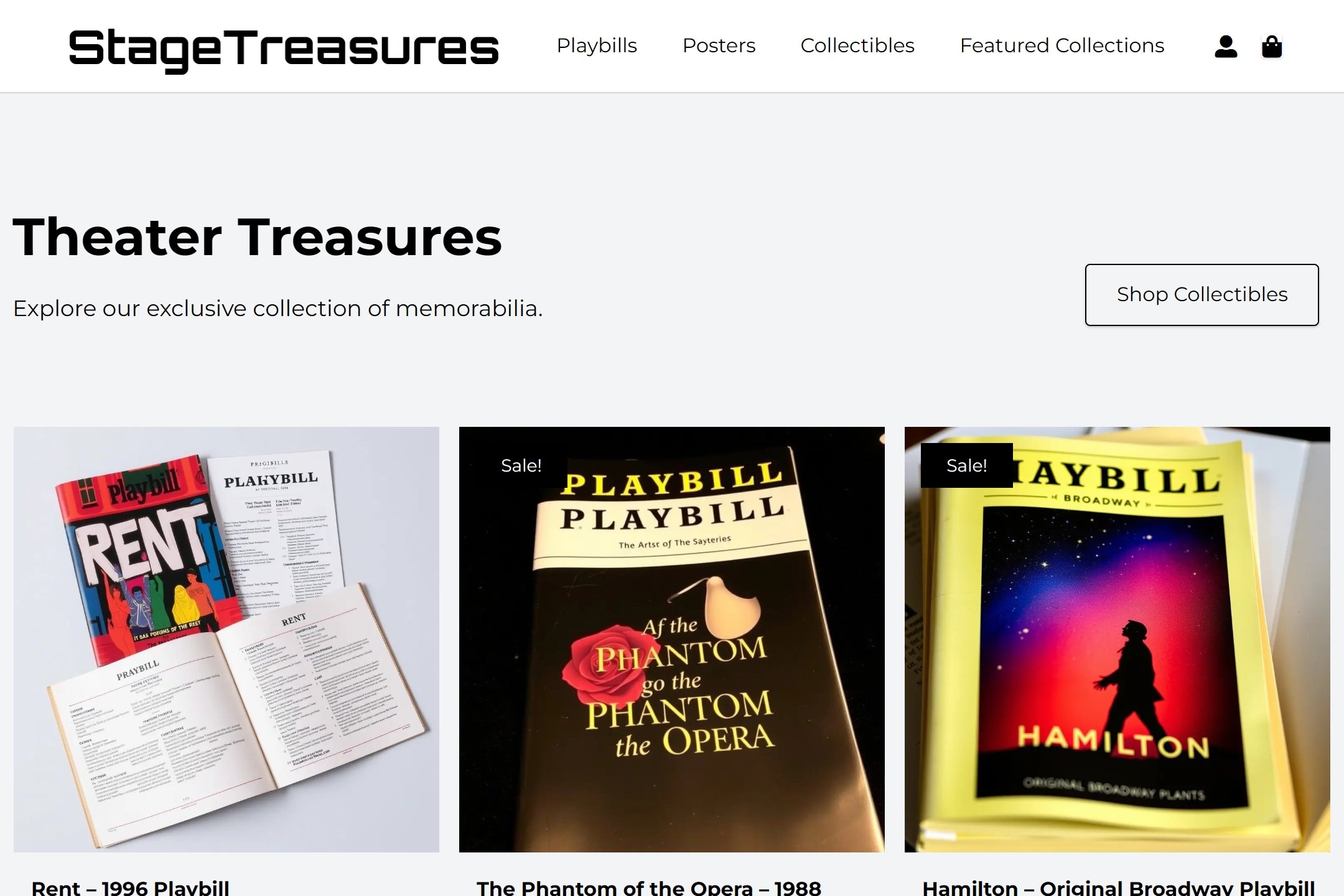 Online theater memorabilia store website template