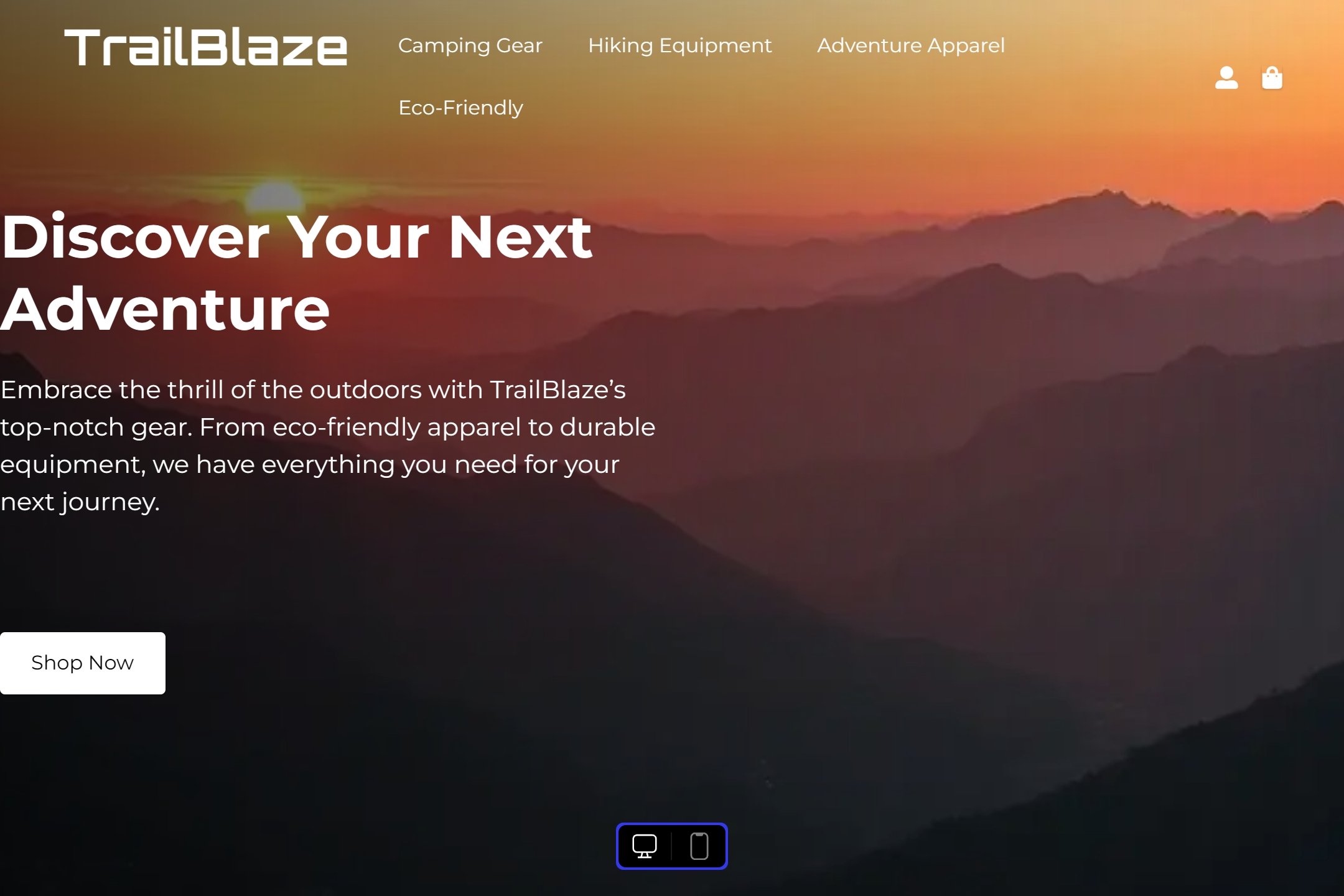 Outdoor shop website template