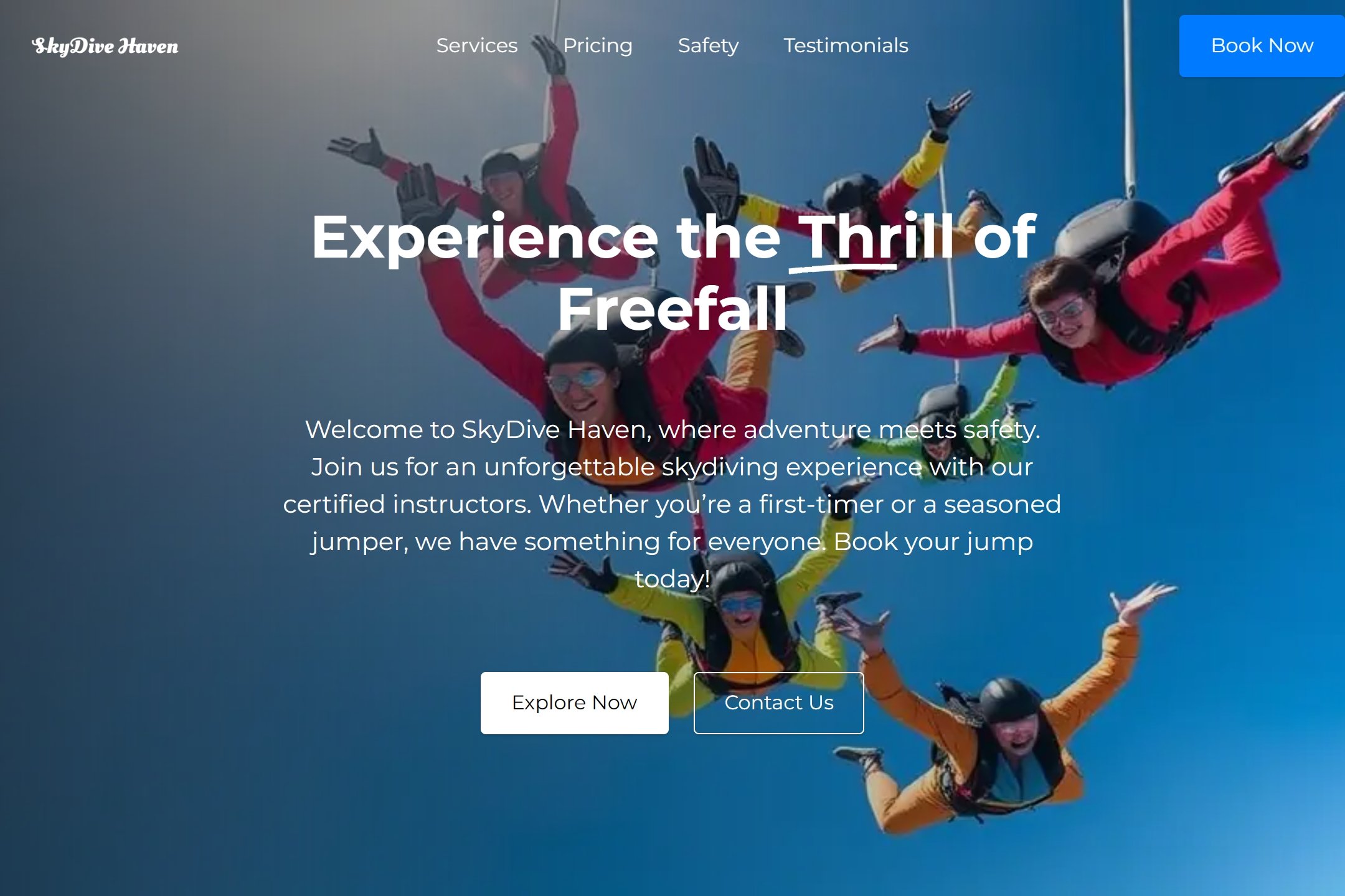 Parachute Center website template