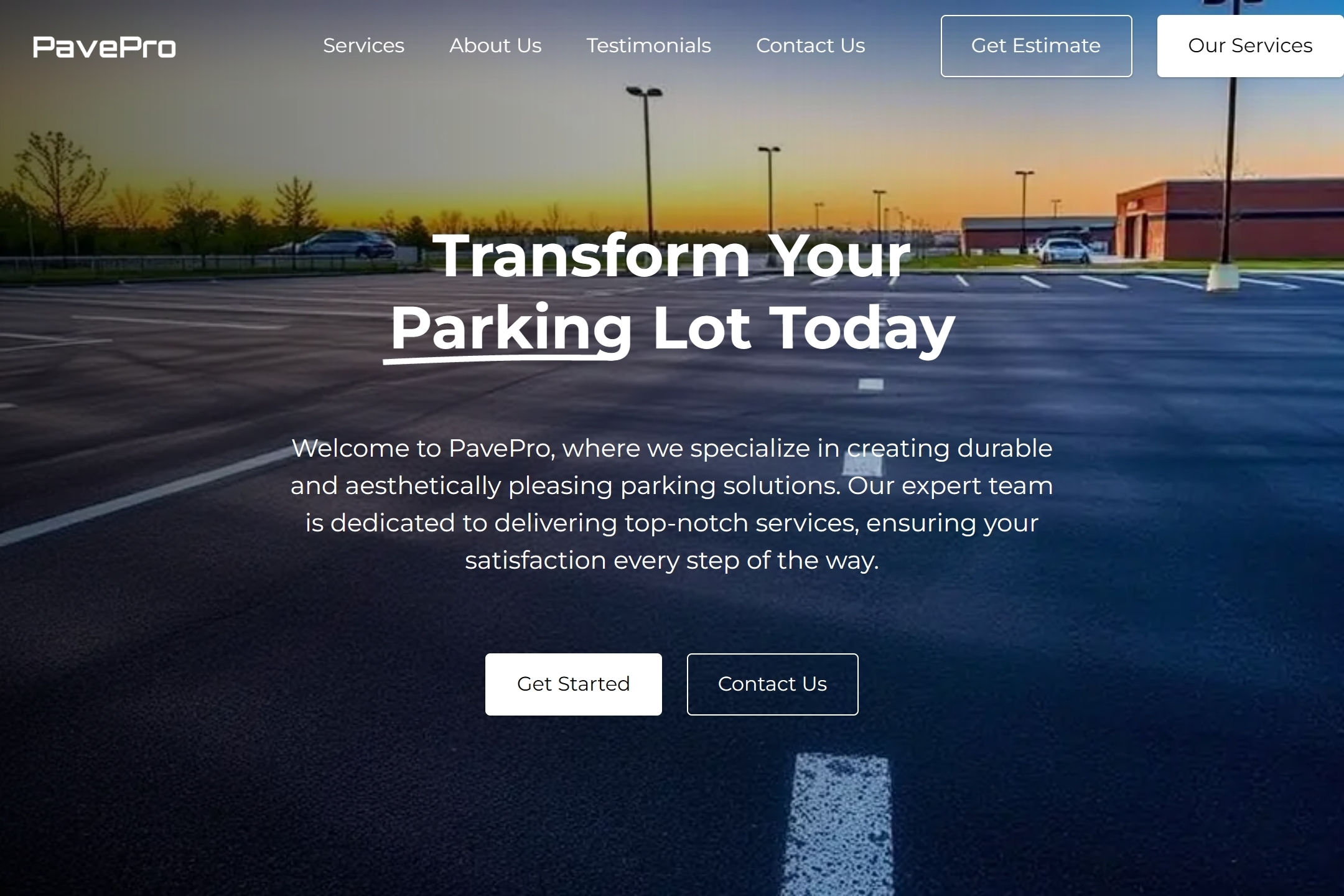 Parking lot construction company website template