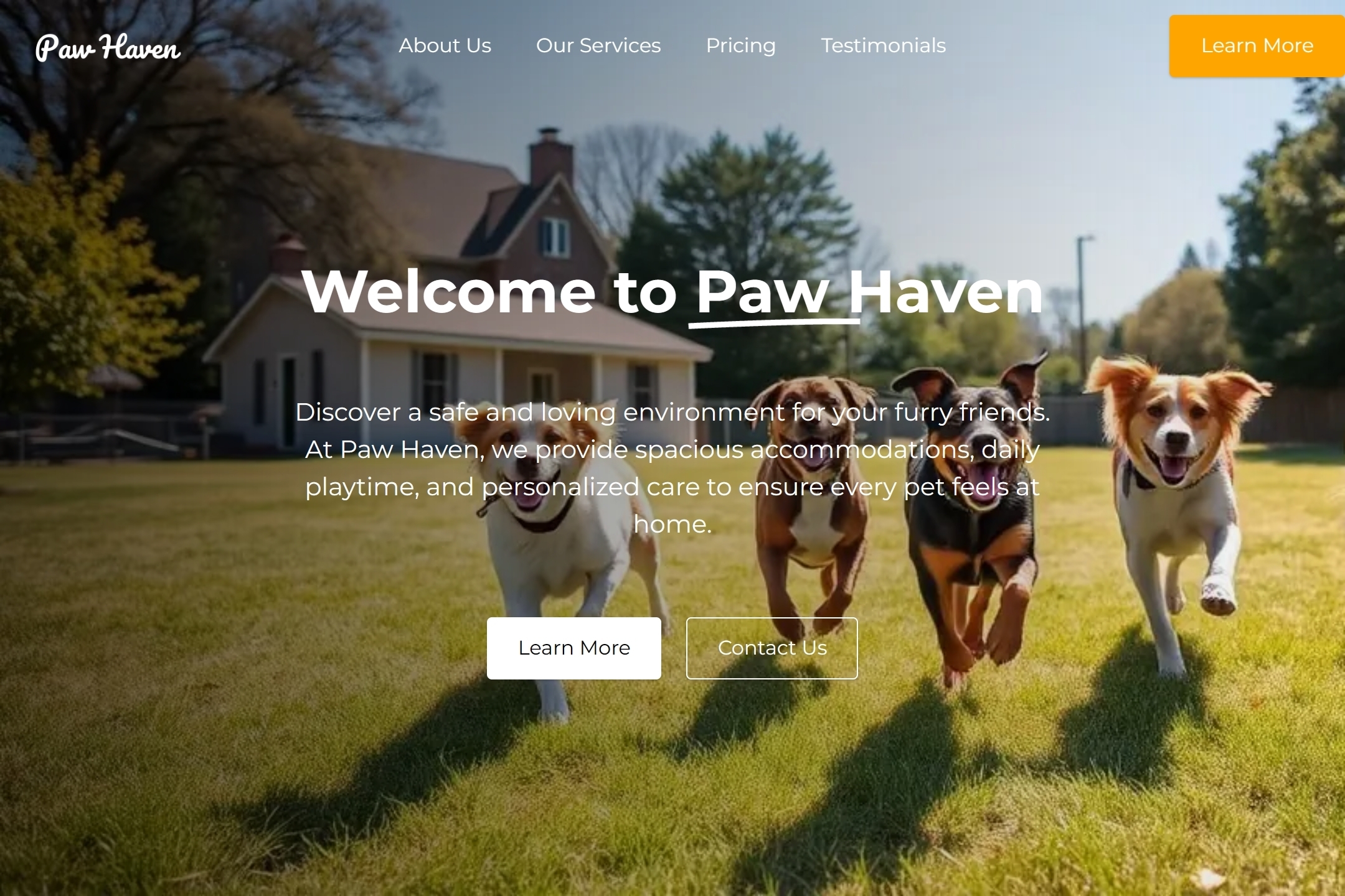 Pet boarding website template