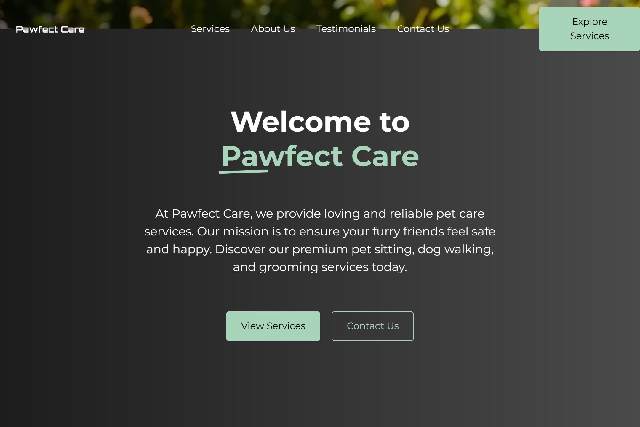Pet care provider website template