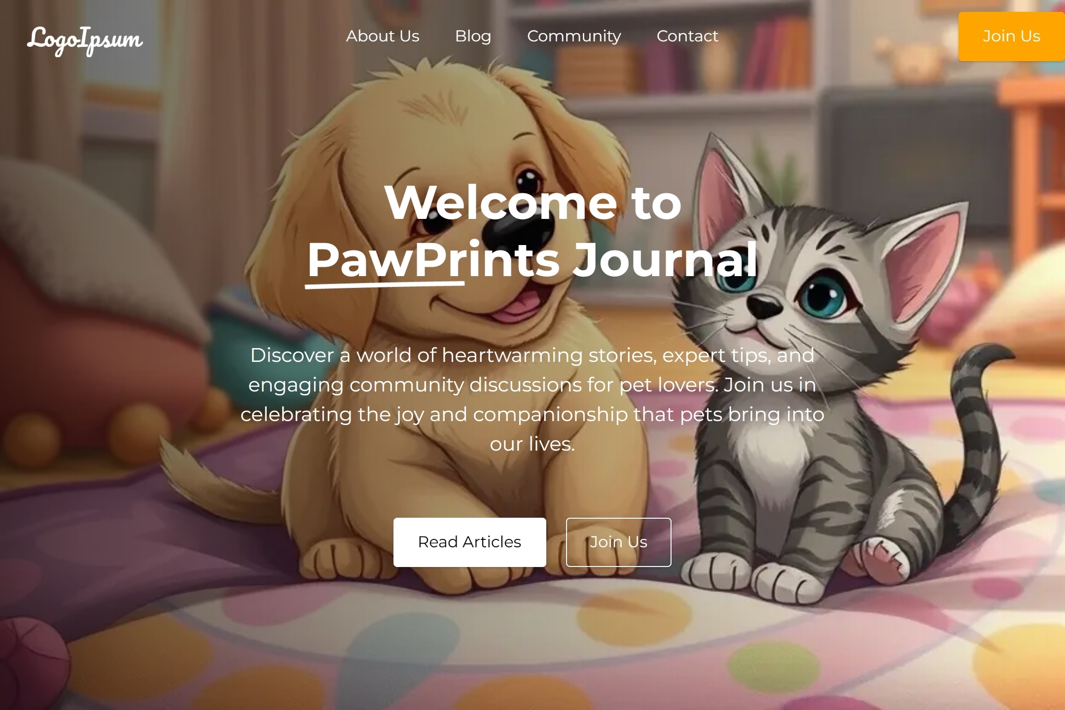 Pet lover blog website template