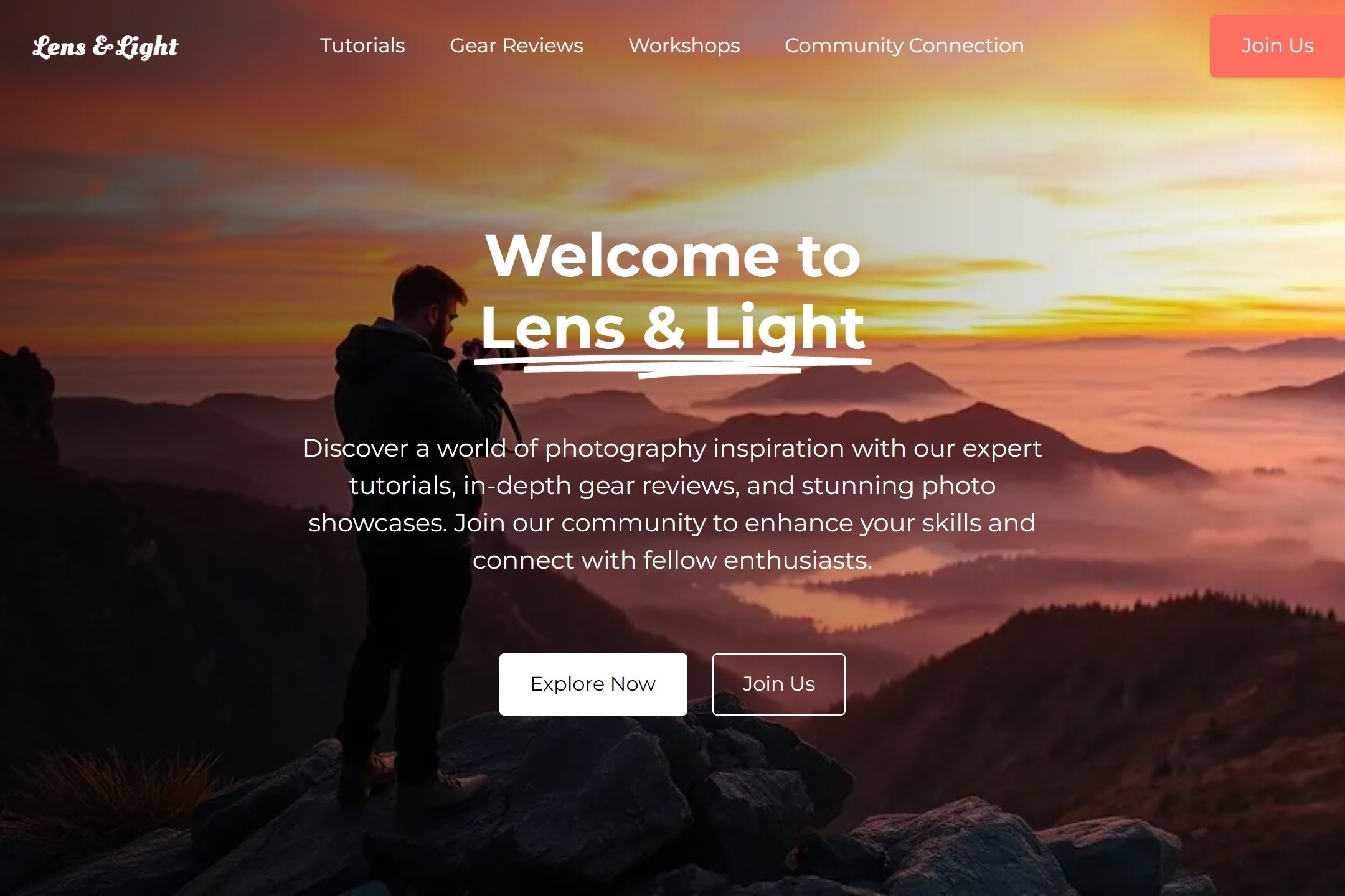 Photography blog website template