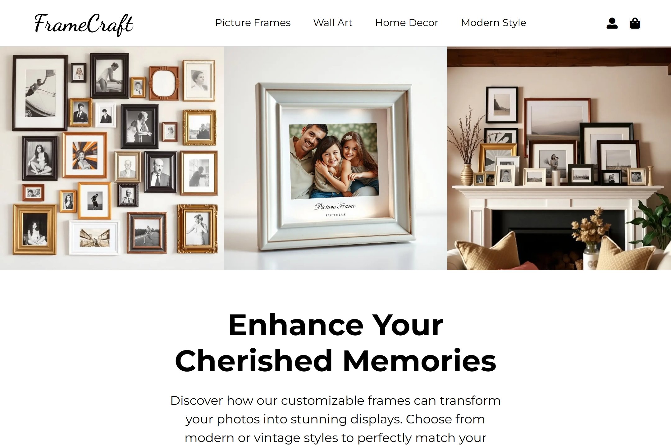 Picture frame shop website template