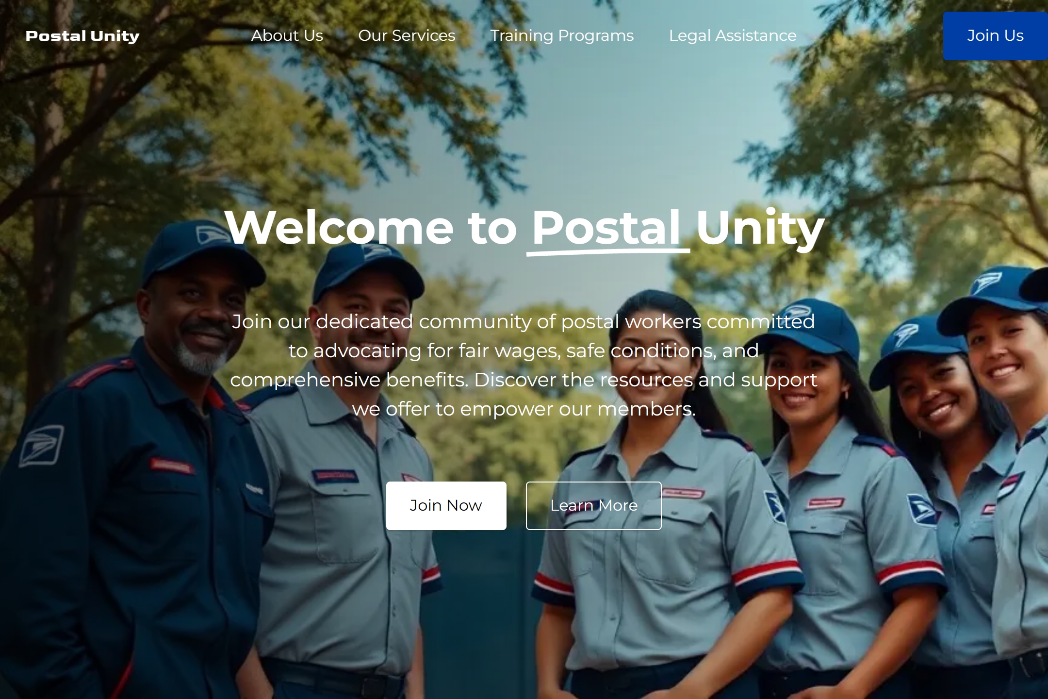 Postal Service Union website template