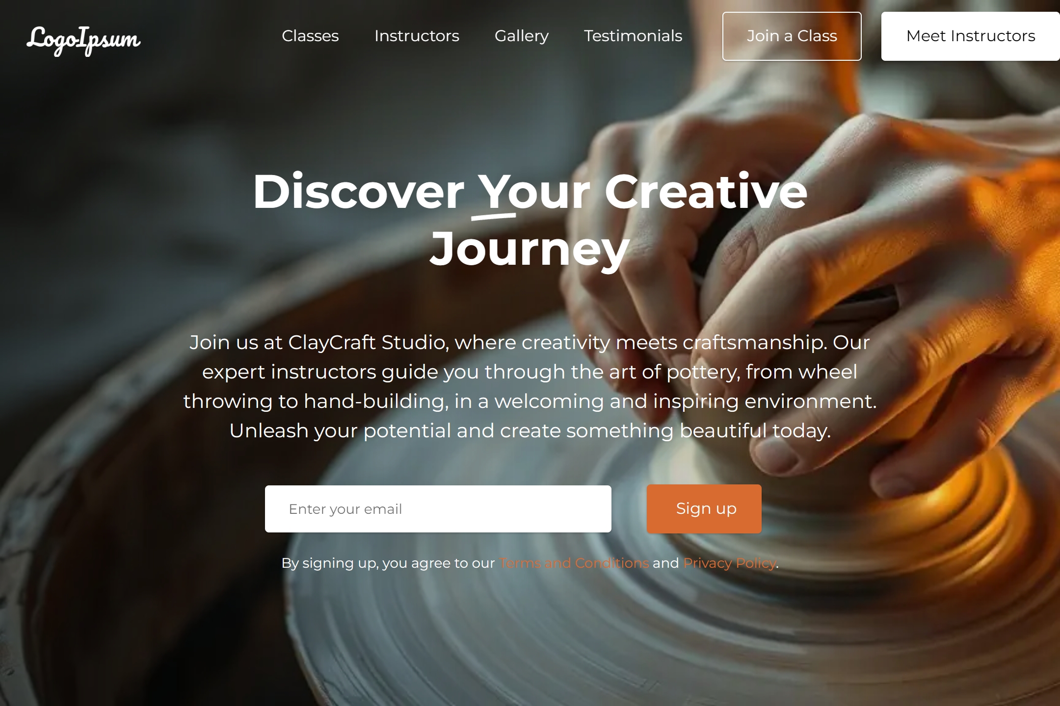 Pottery instructor website template