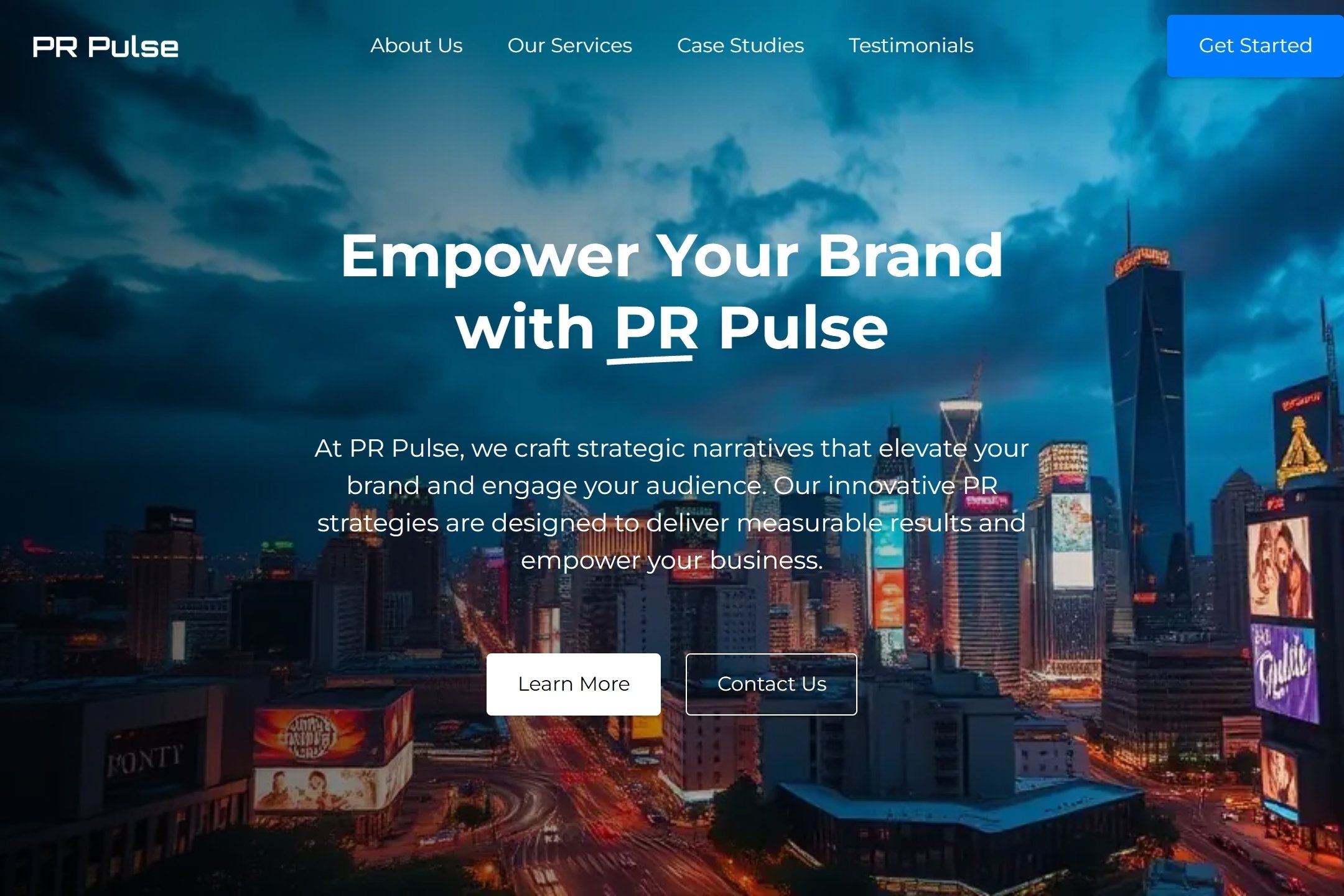 PR company website template