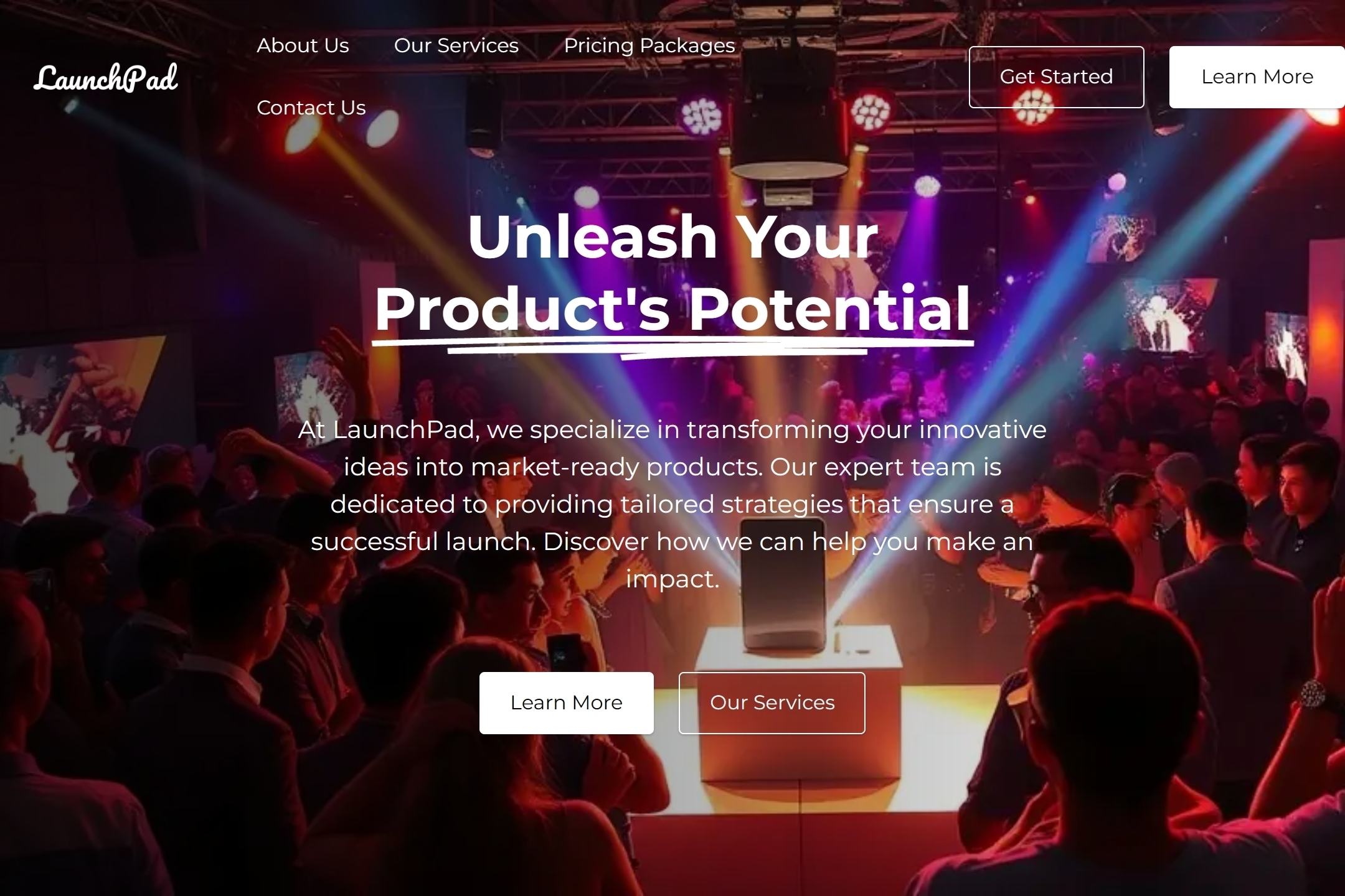 Product launch website template