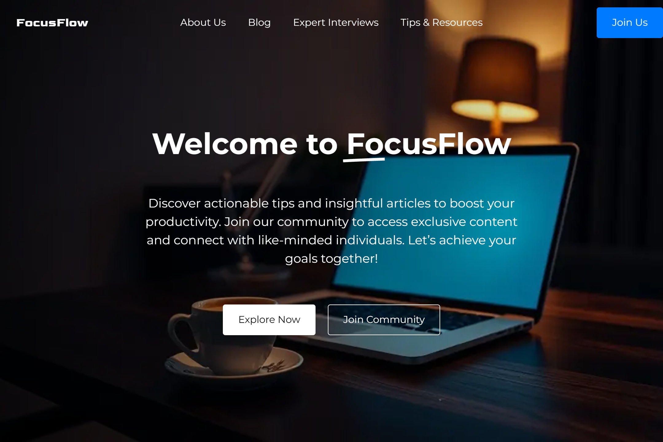 Productivity blog website template