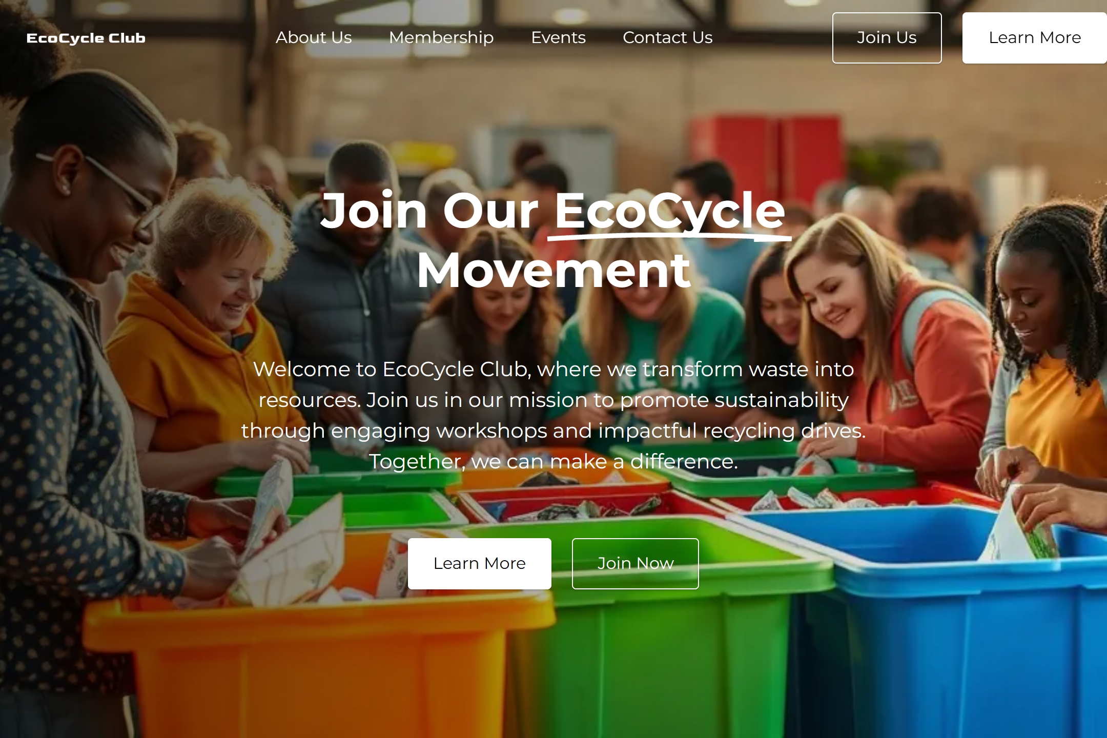 Recycling club website template