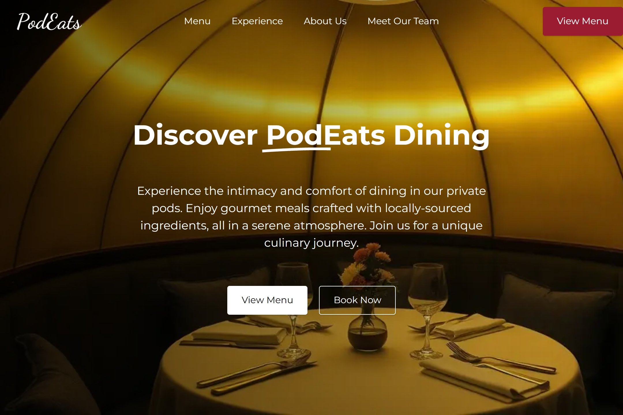 Restaurant dining pod website template
