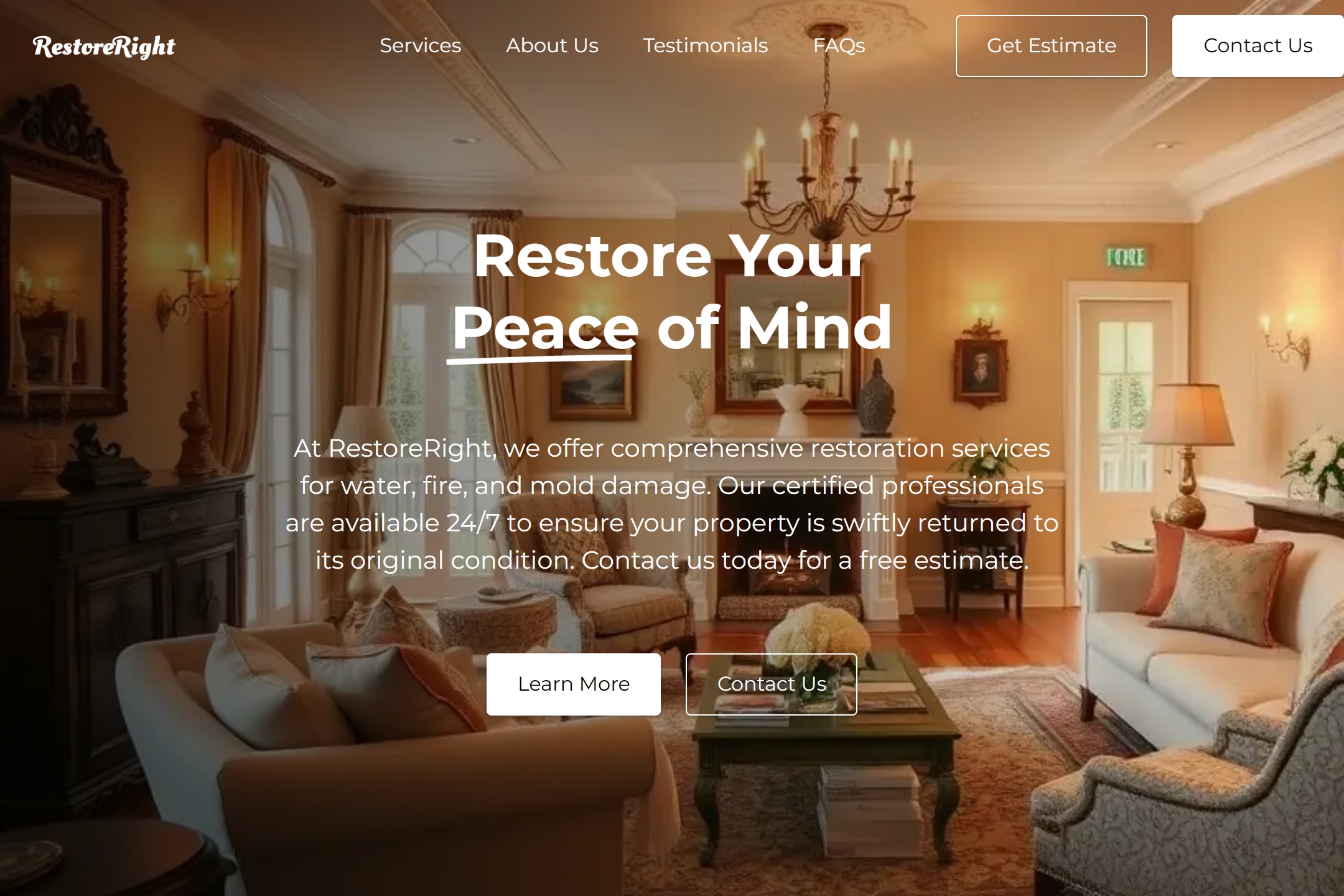 Restoration service website template