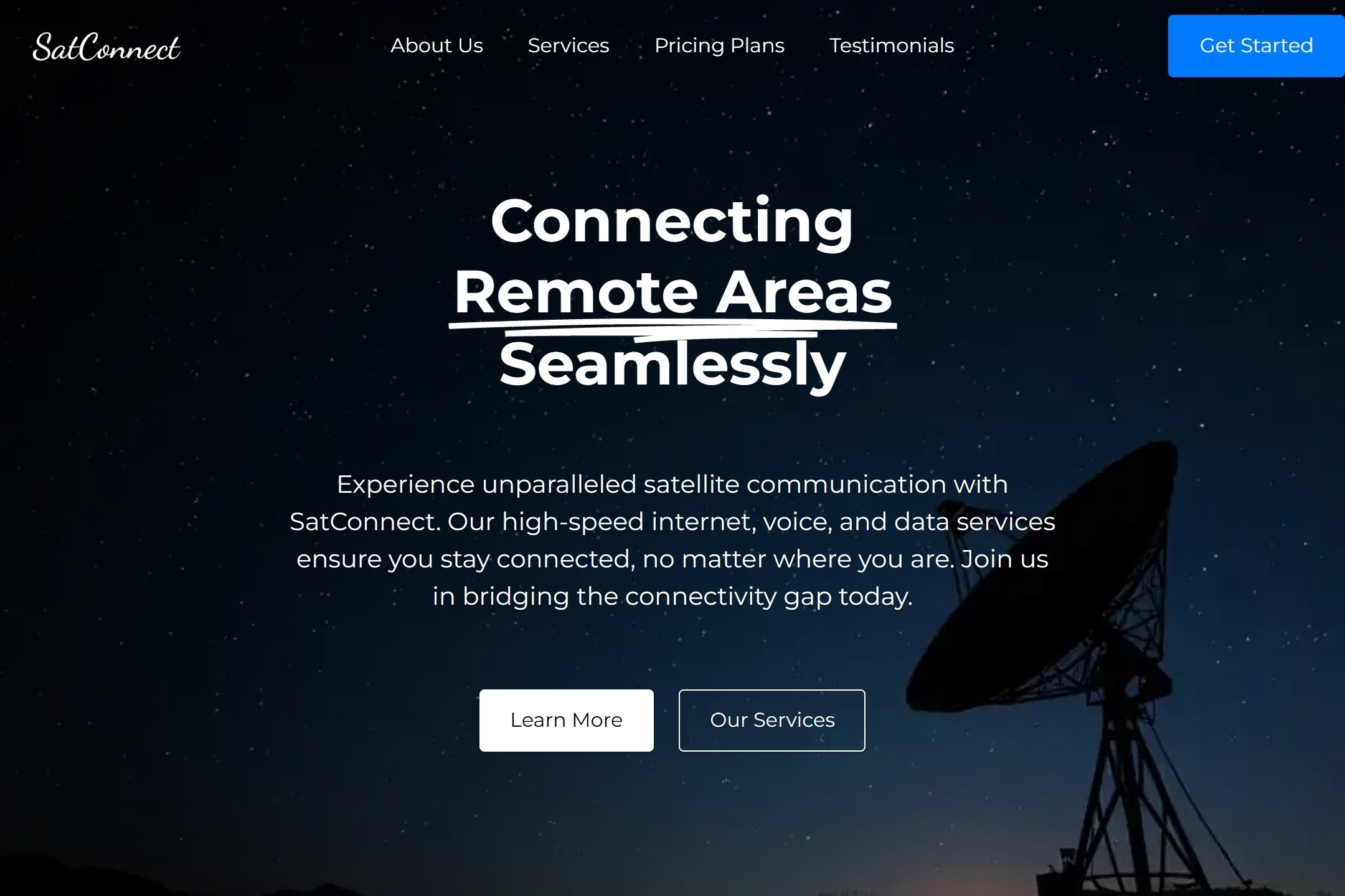 Satellite communication service website template