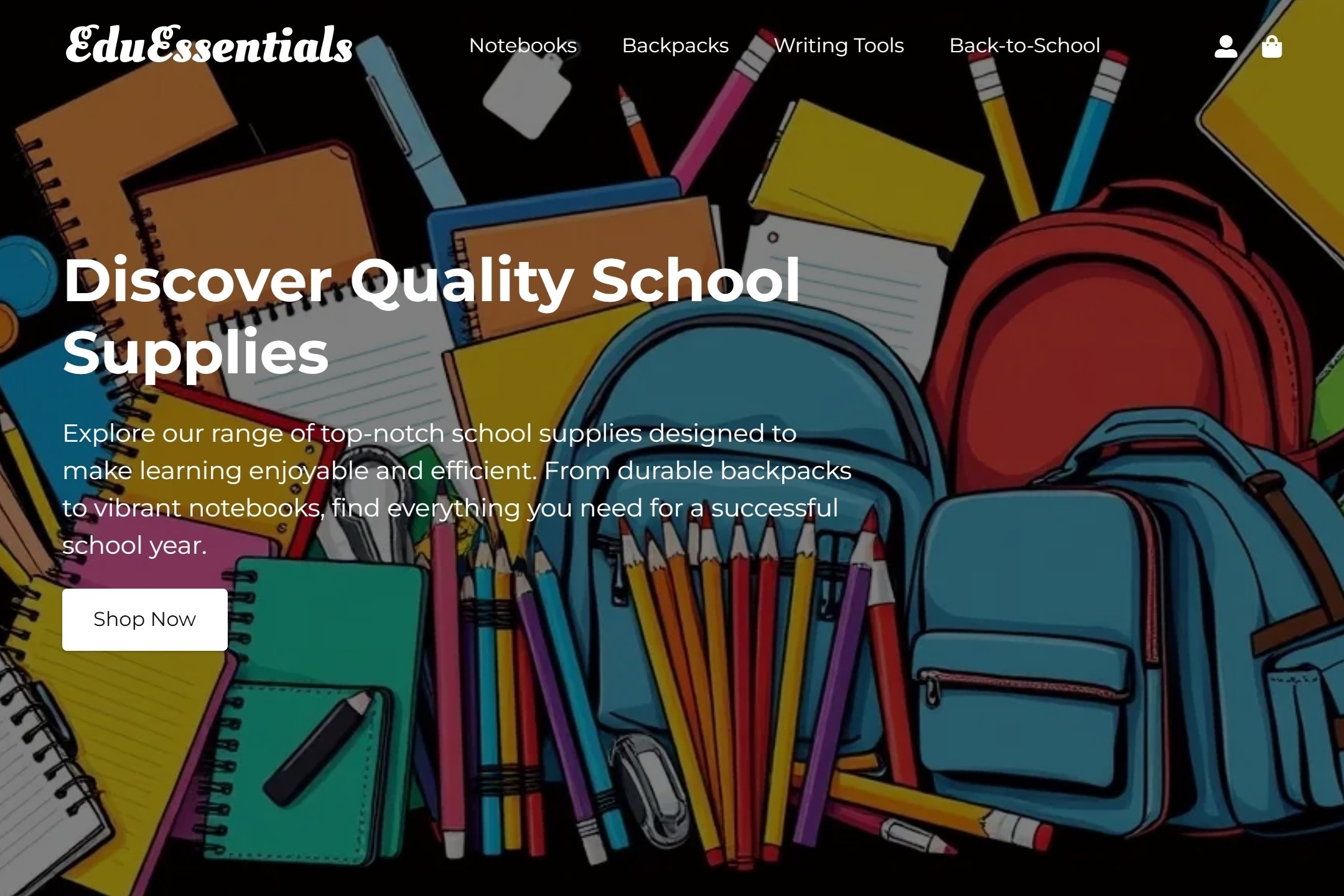 School supply retailer website template