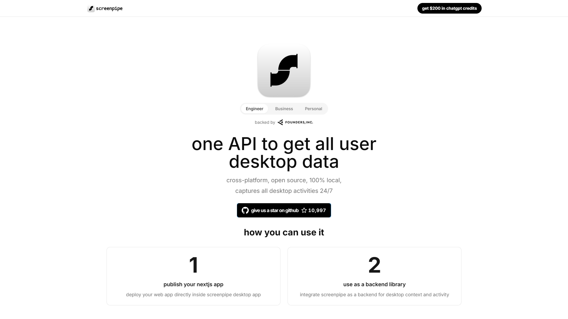 Screenshot for screenpipe