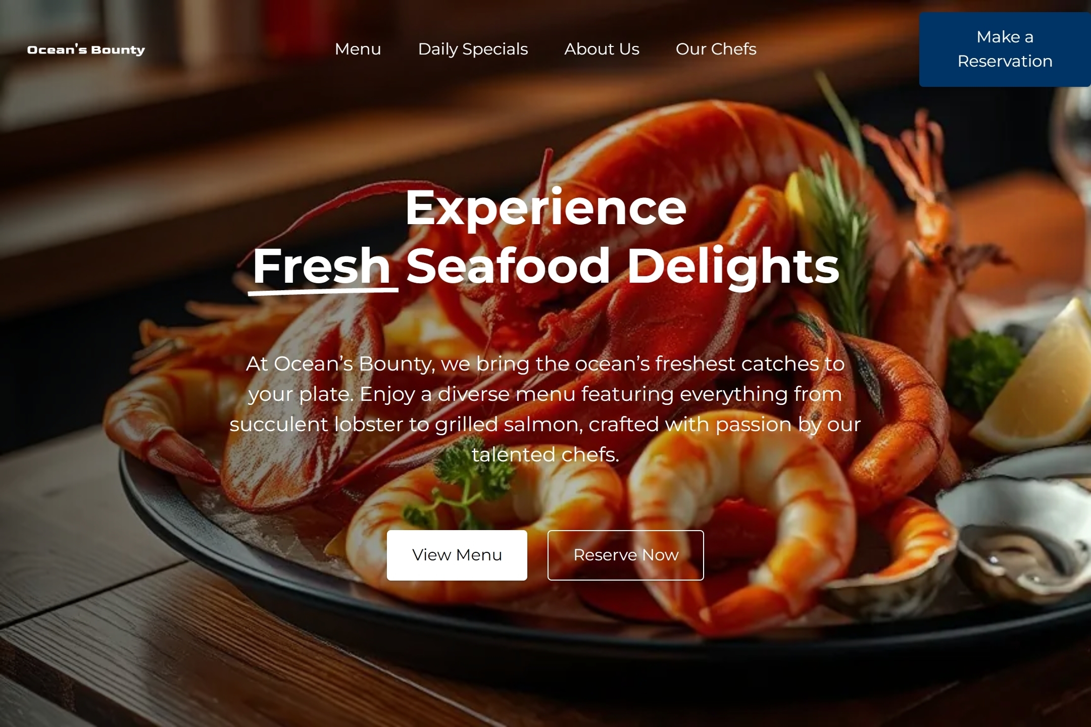 Seafood restaurant website template
