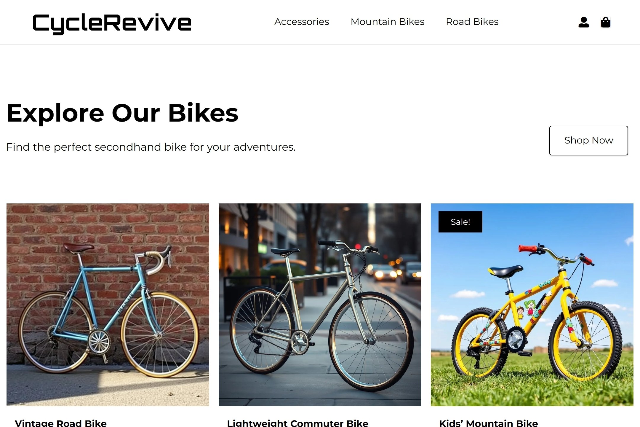 Secondhand bike dealer website template