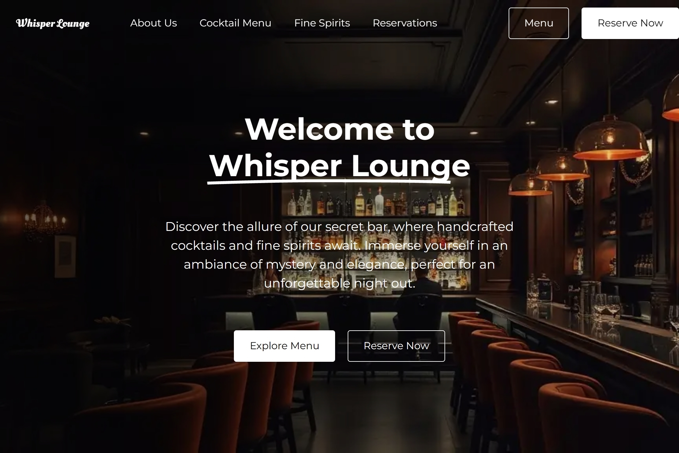 Secret bar website template