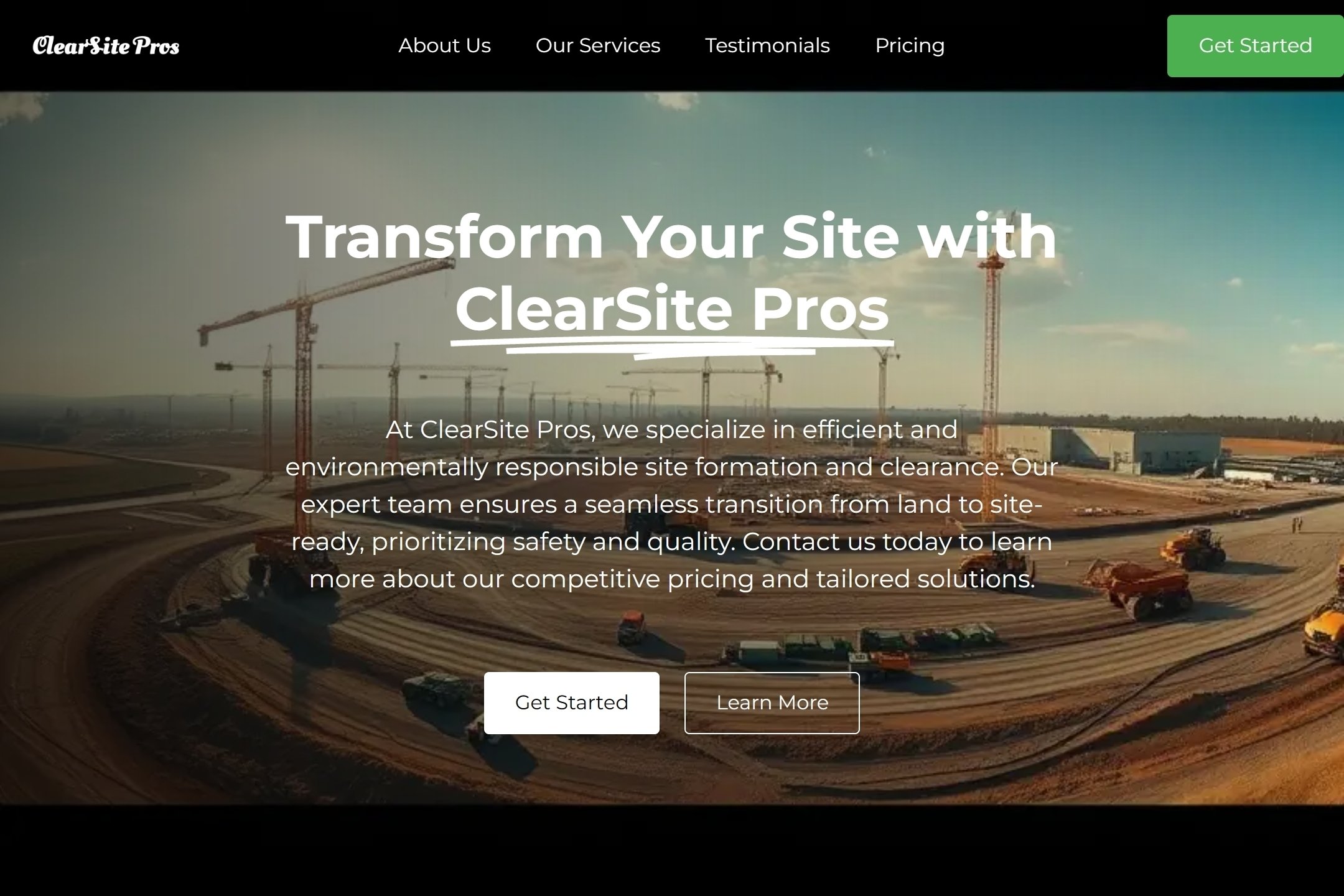Site formation and clearance contractor website template