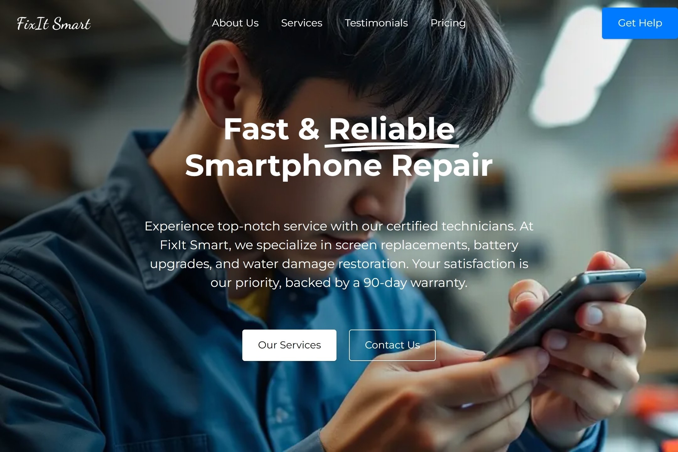 Smartphone repair service website template