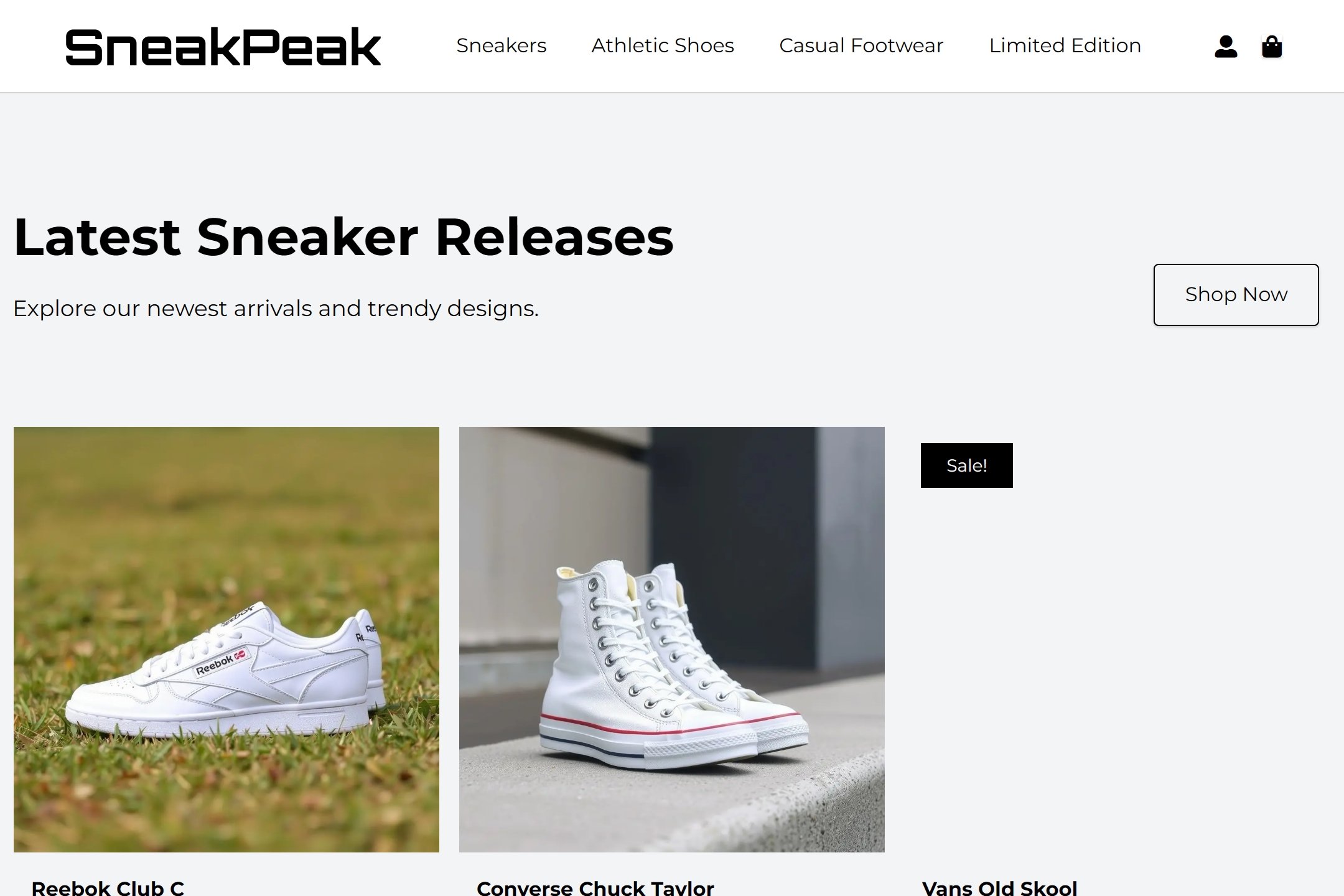 Sneaker shop website template