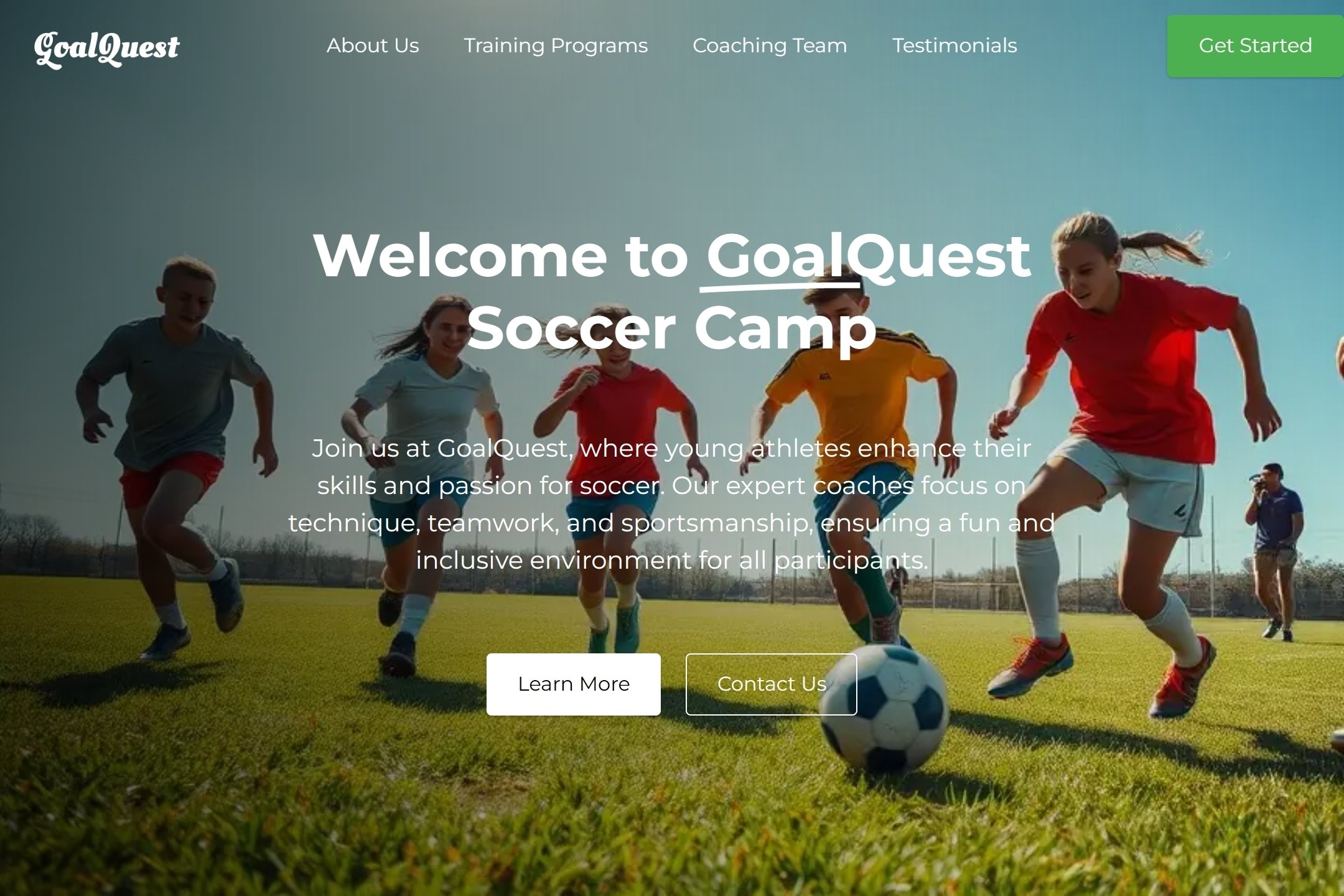 Soccer camp website template