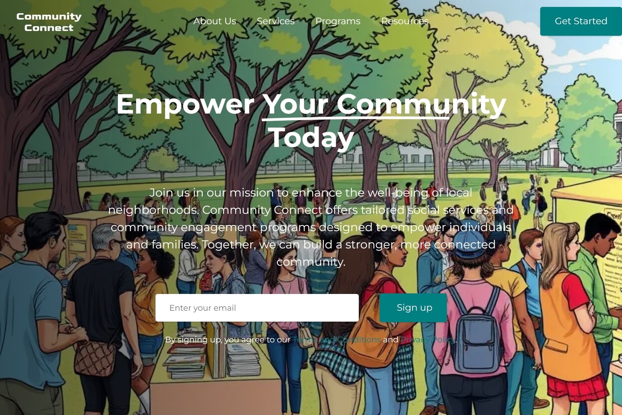 Social and community service manager website template