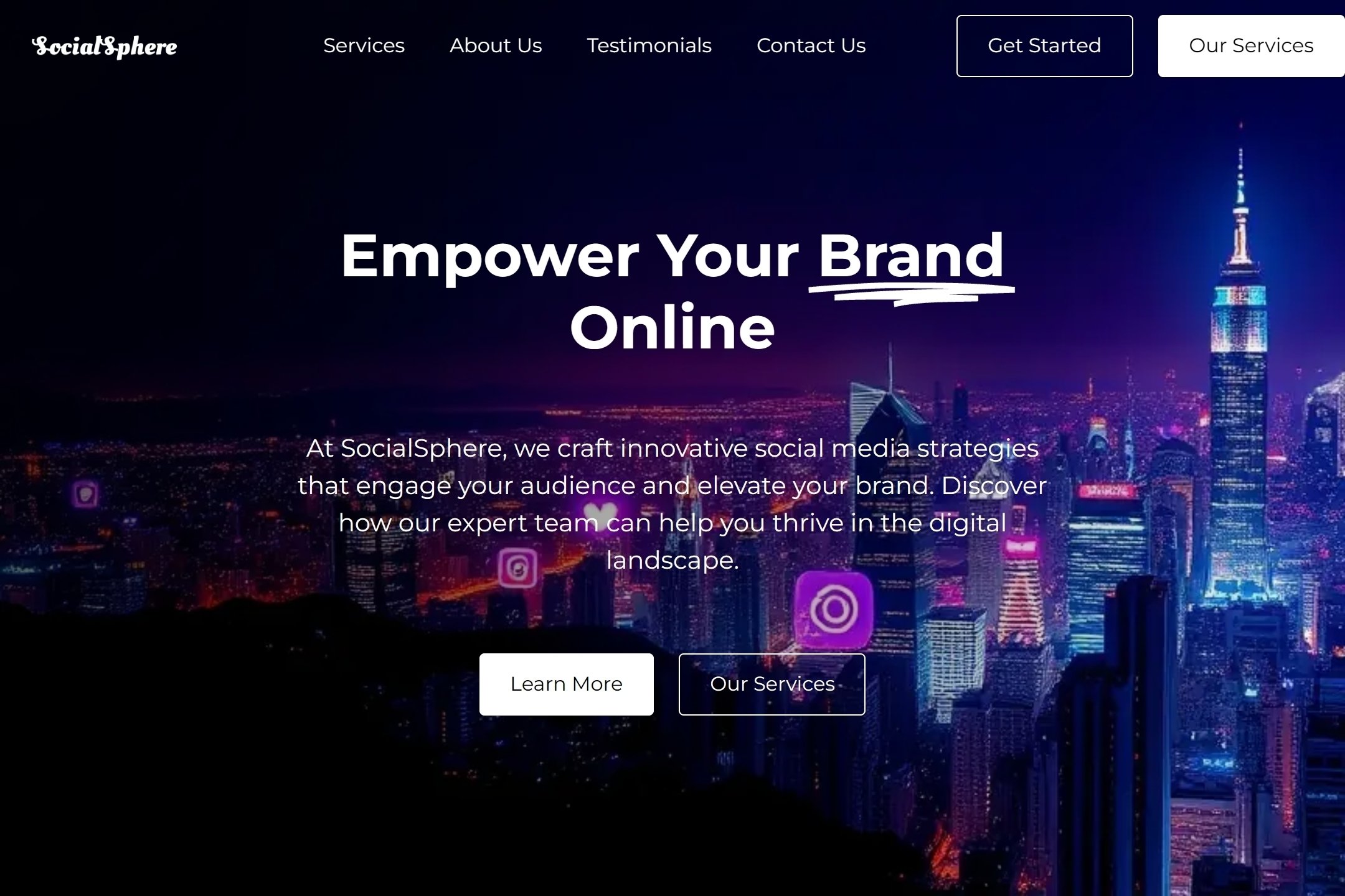 Social media agency website template