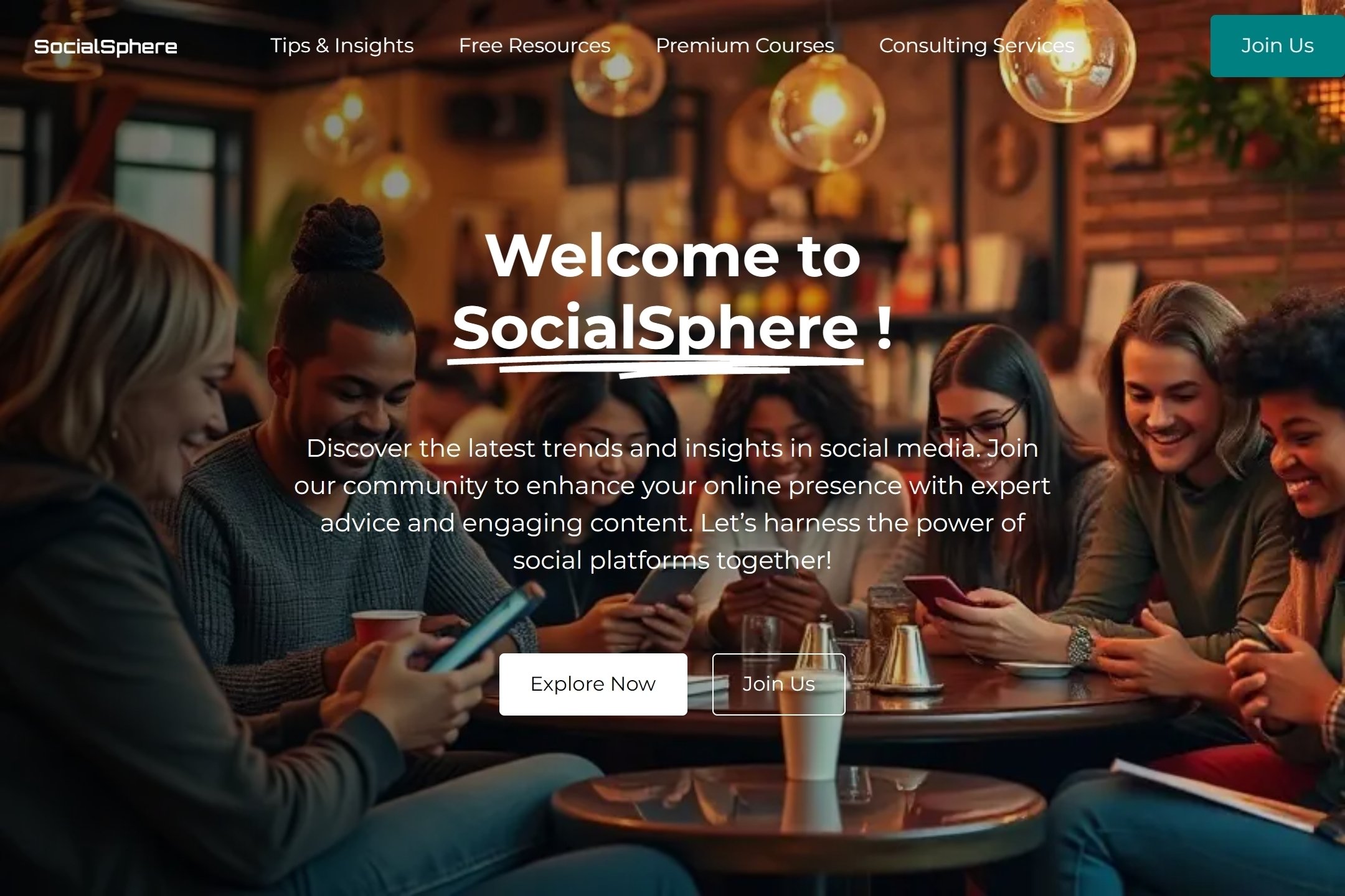 Social media blog website template