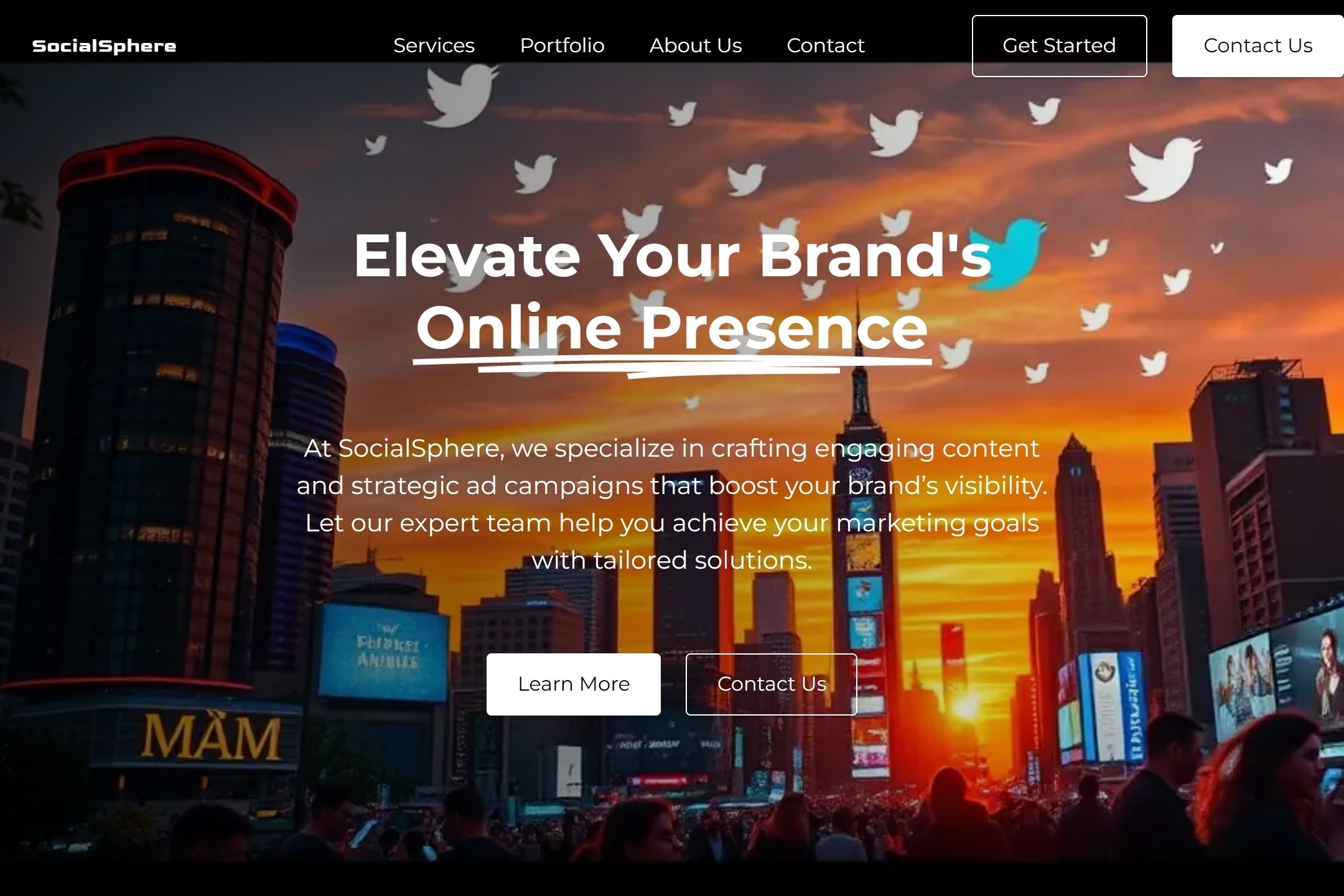 Social media marketing portfolio website template