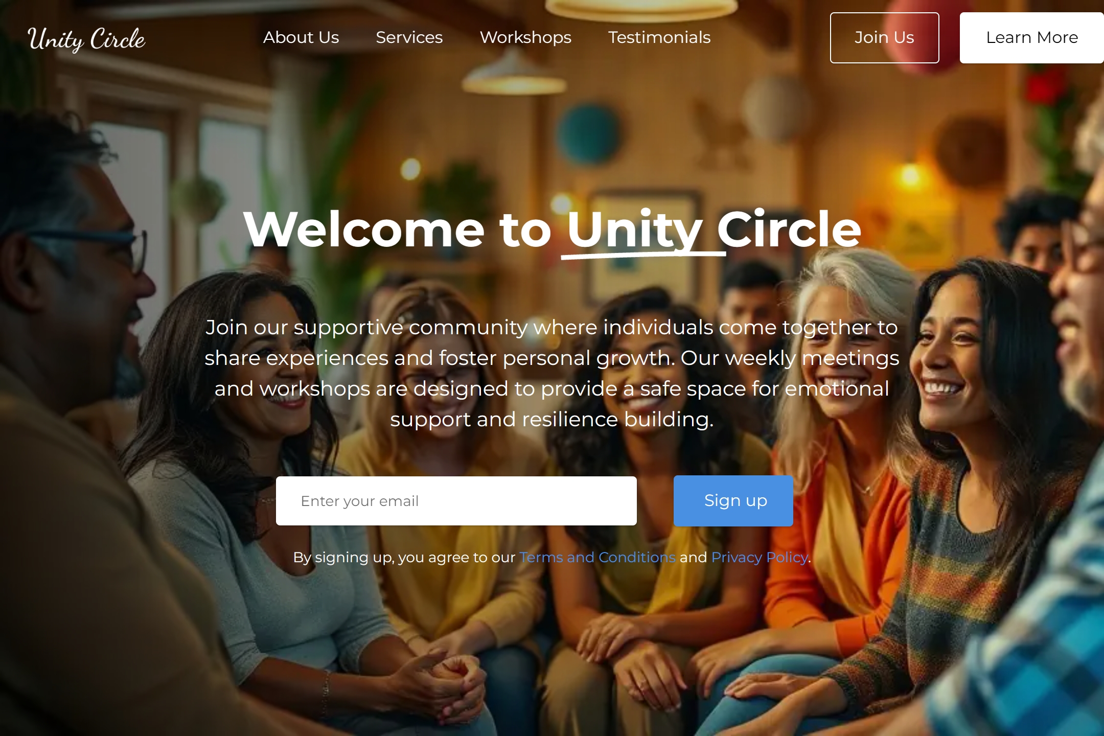 Social support group website template