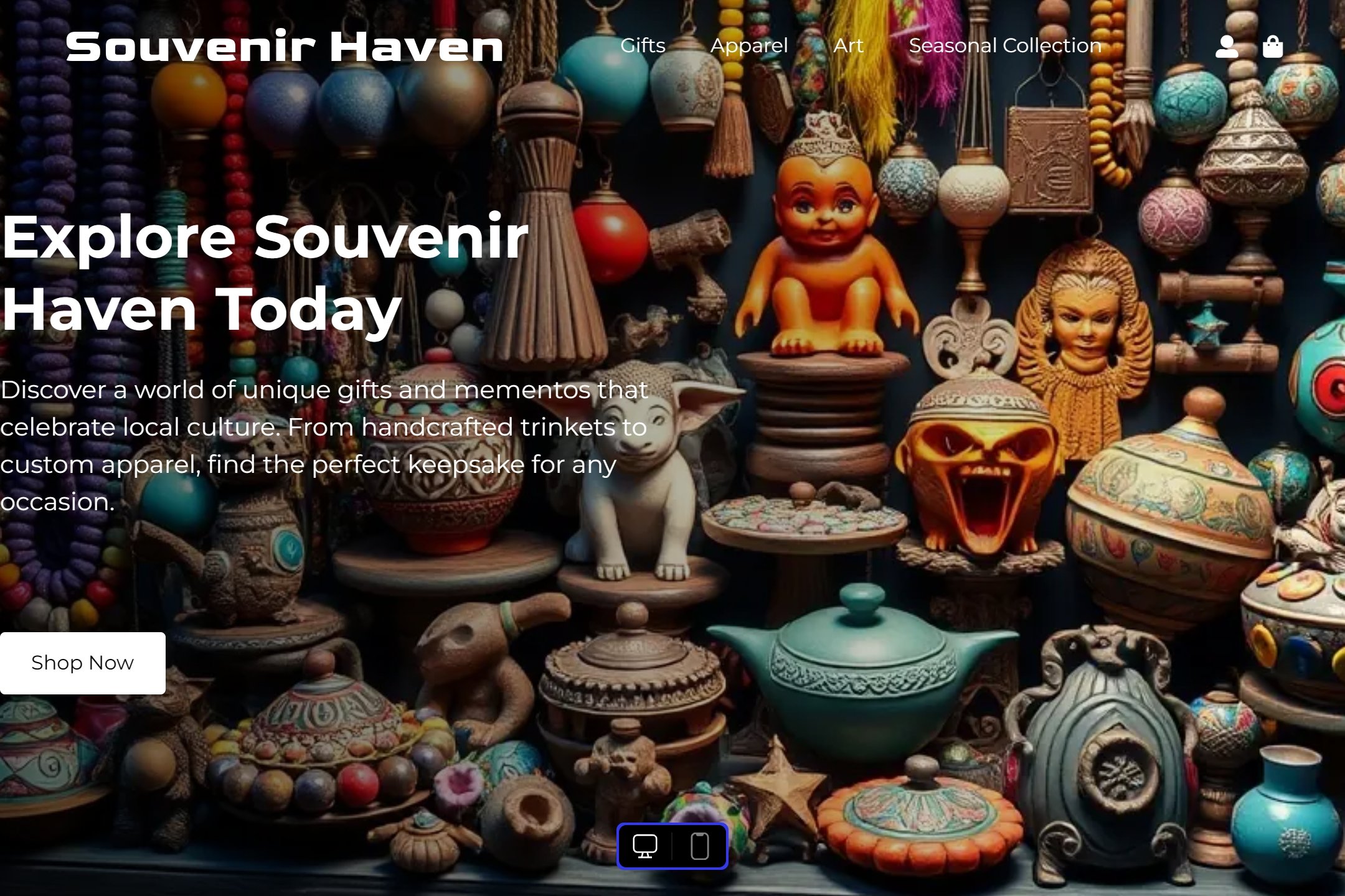 Souvenir gift shop website template