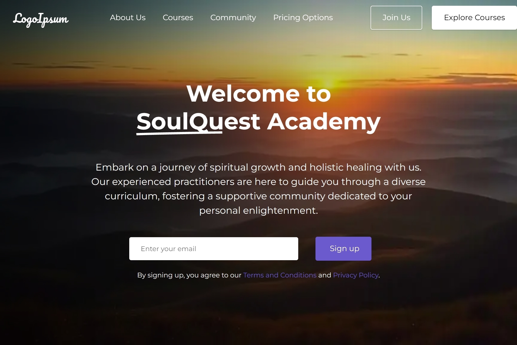 Spiritual college website template