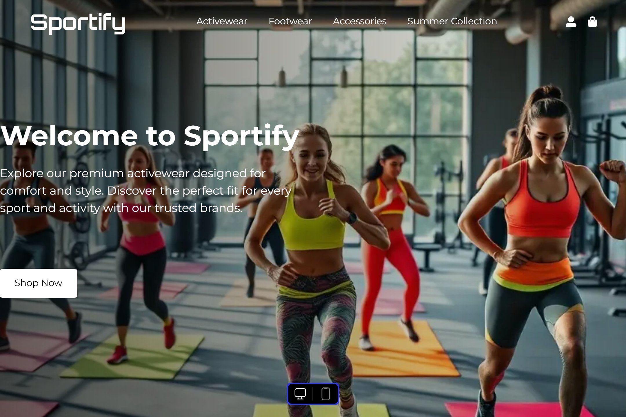 Sports clothing store website template