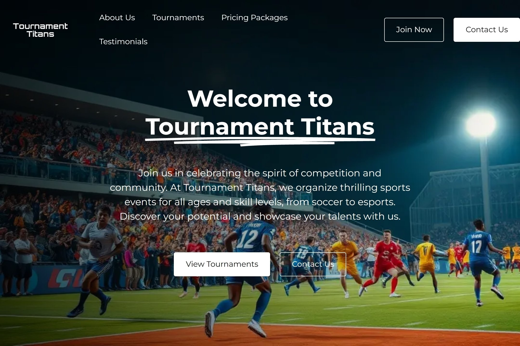 Sports tournament website template