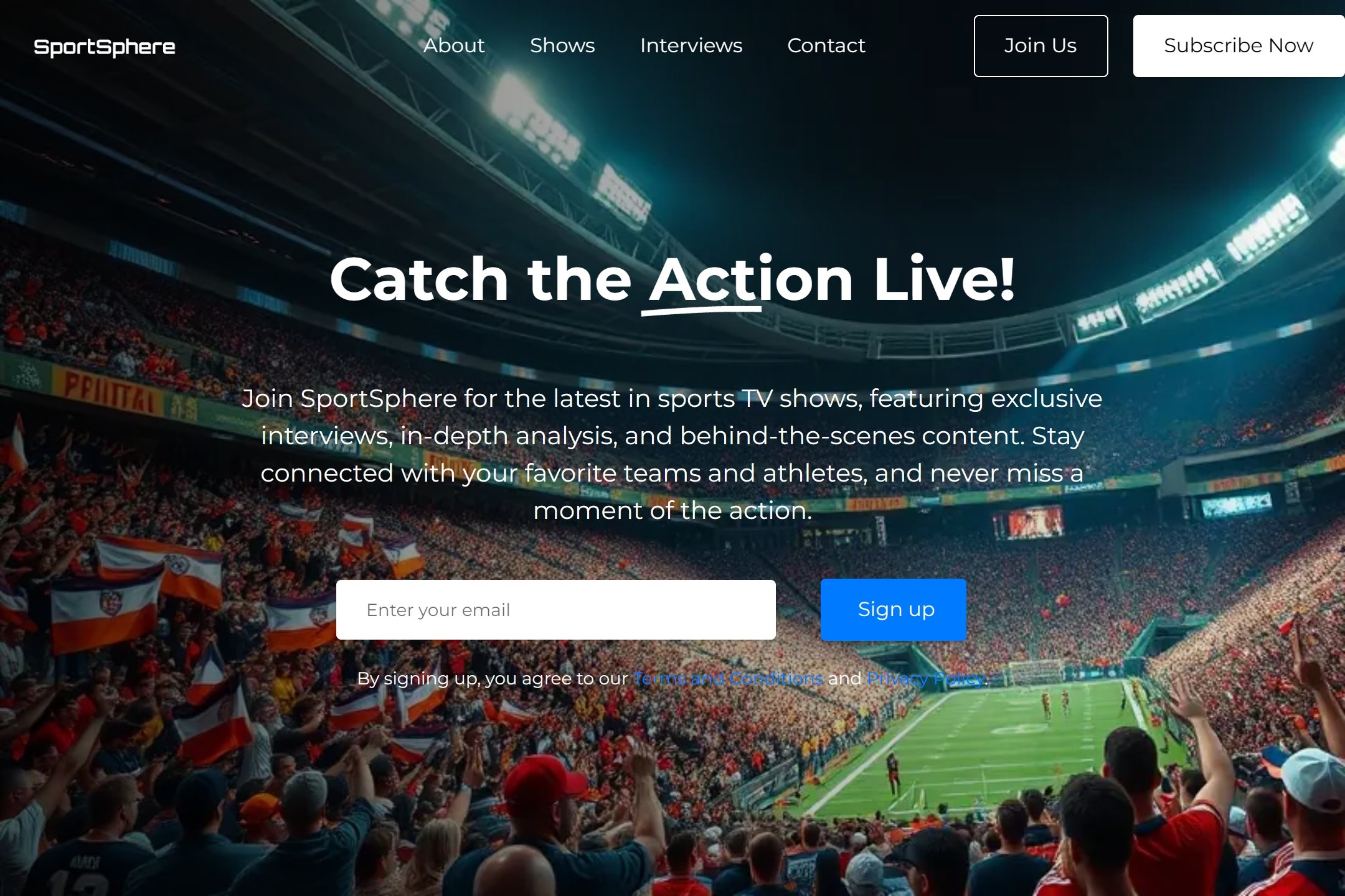 Sports TV show release website template