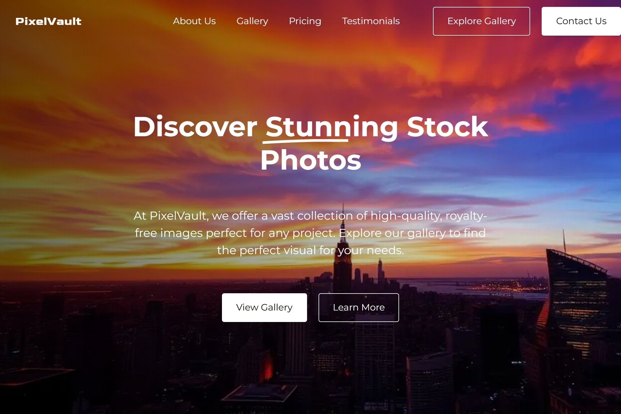 Stock photo photography studio website template