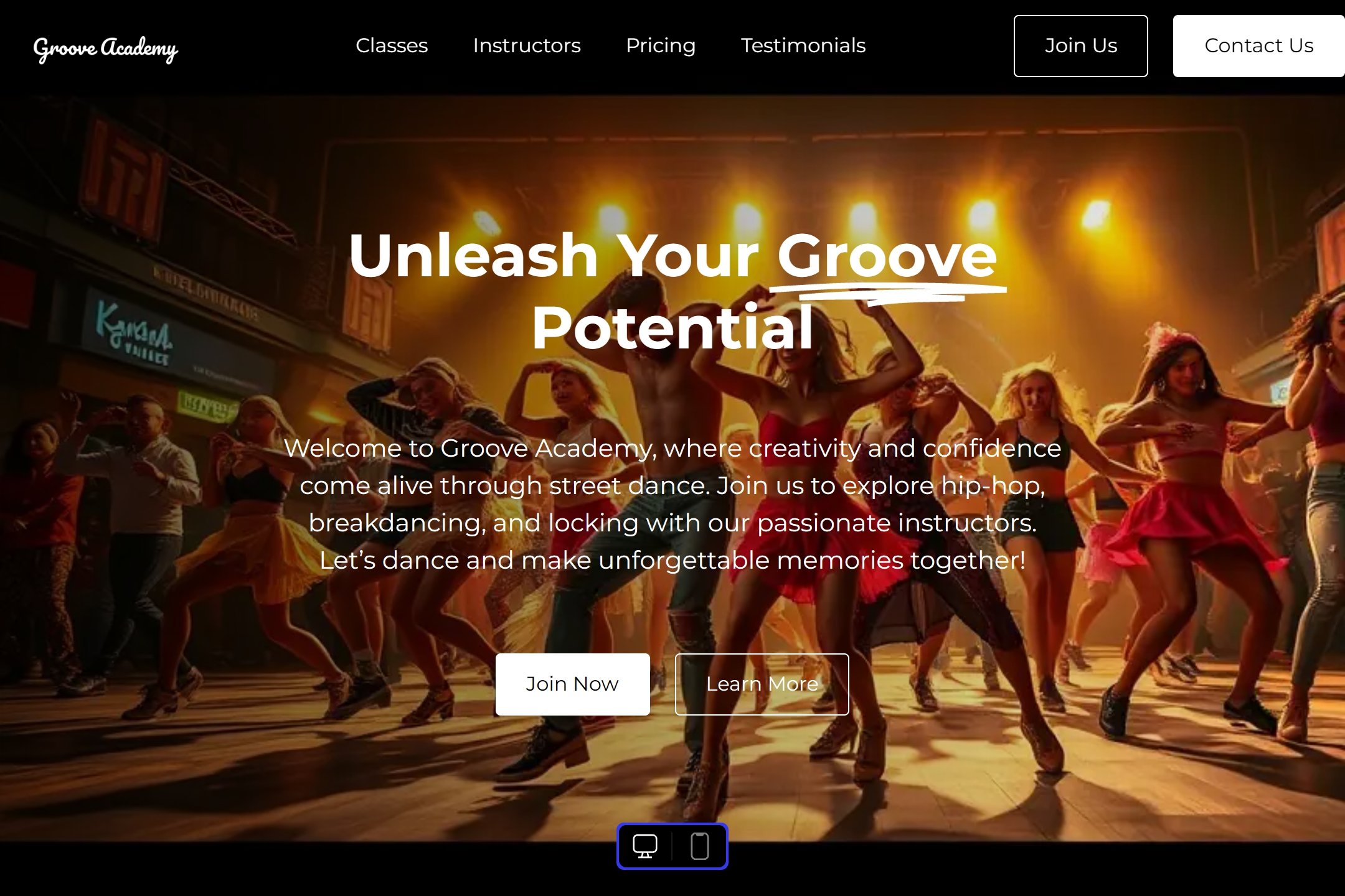 Street dance school website template