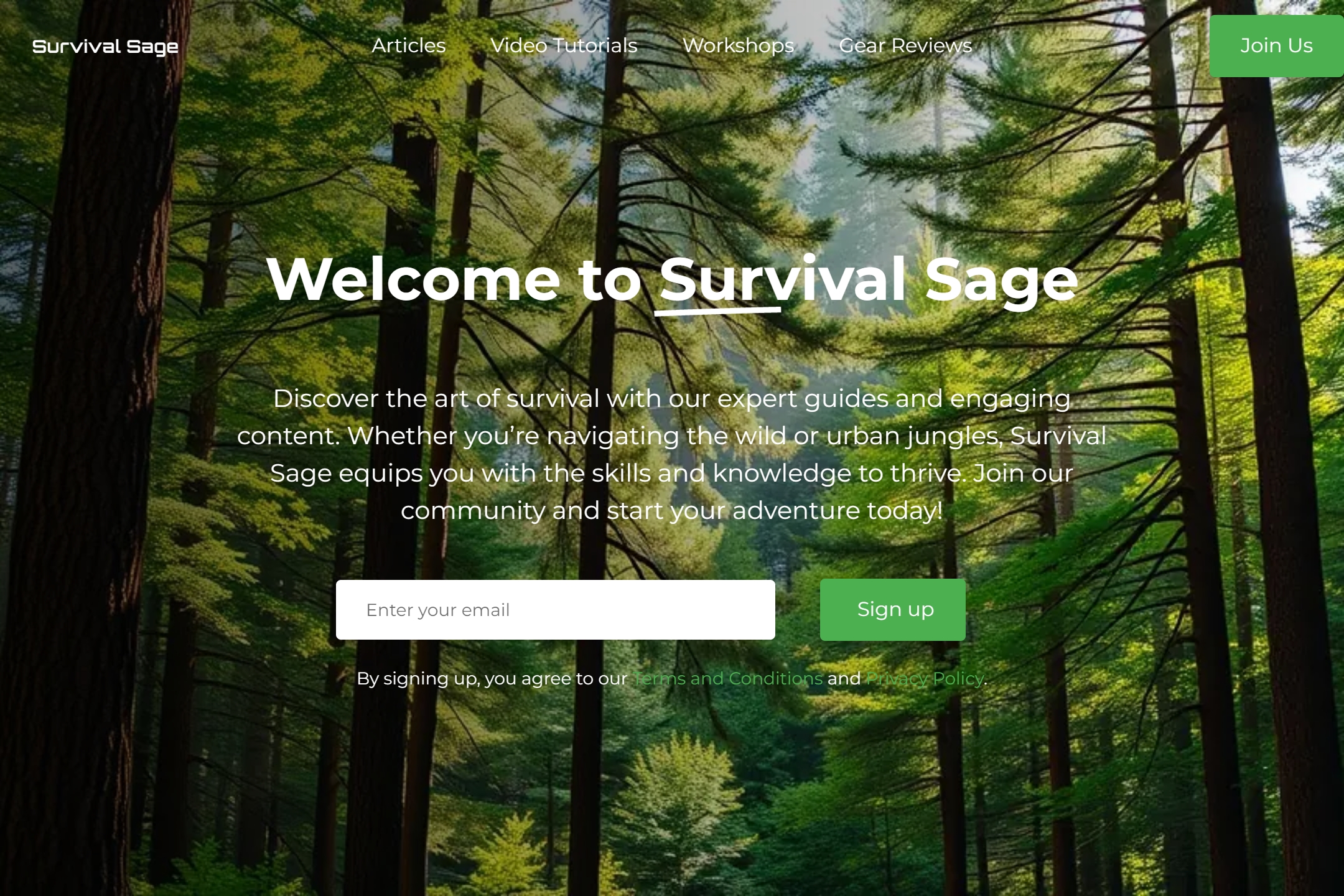 Survival blog website template