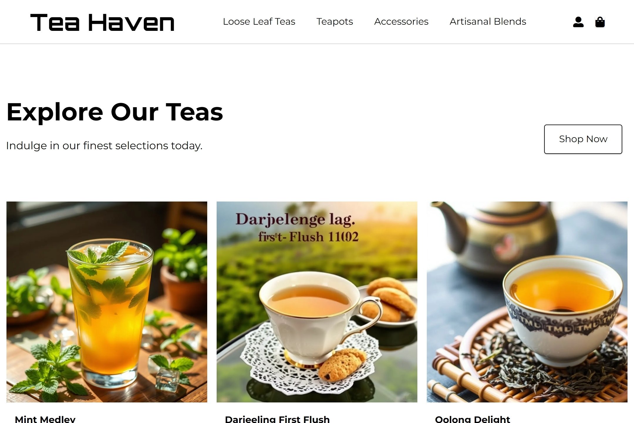 Tea supplier website template