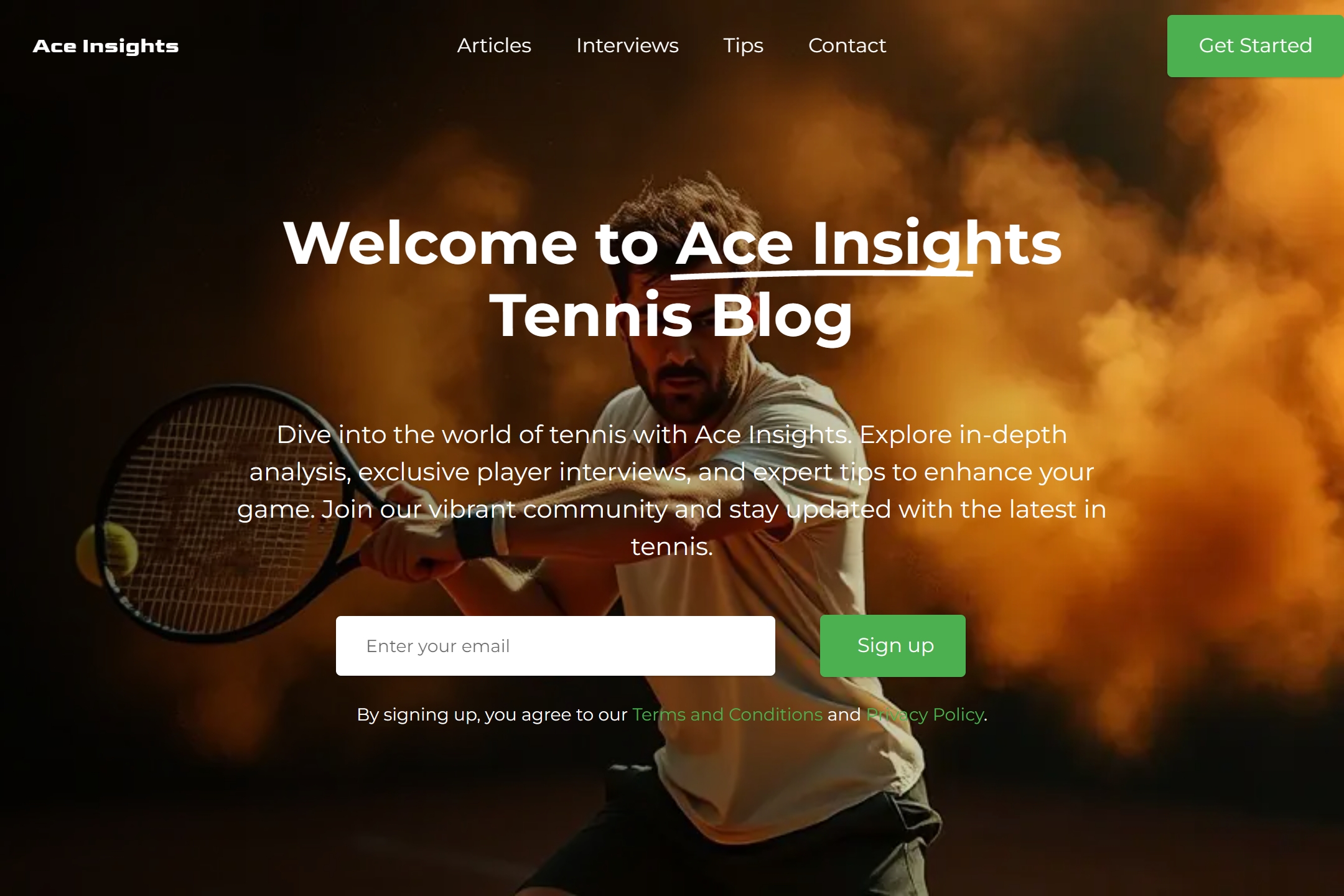 Tennis blog website template