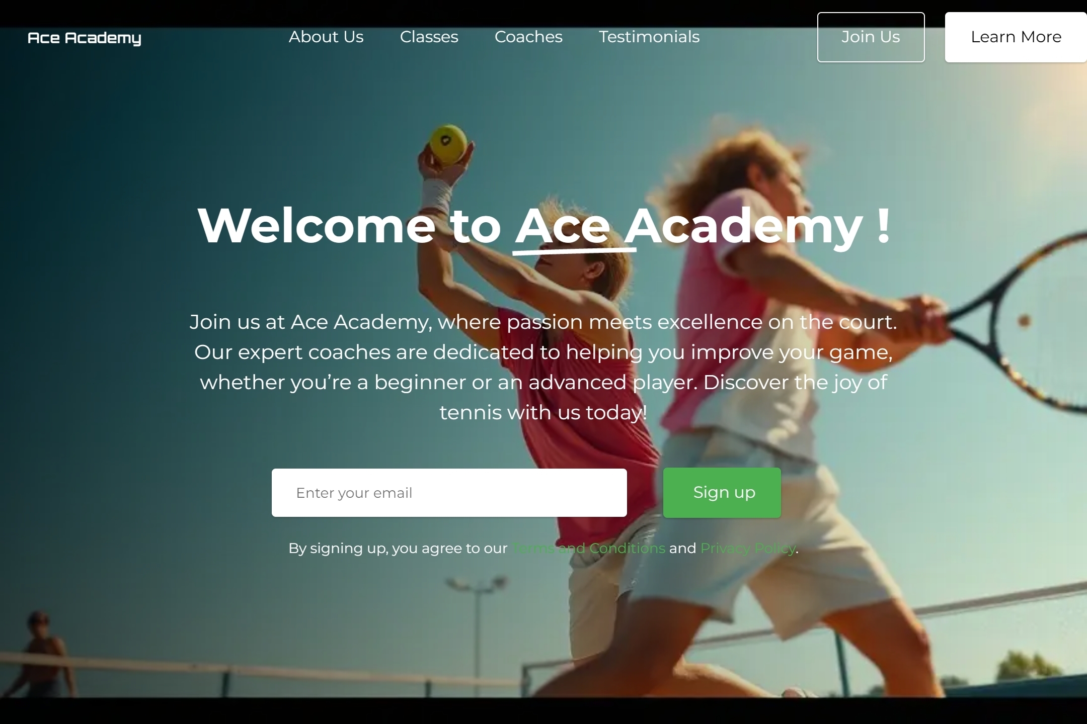 Tennis school website template