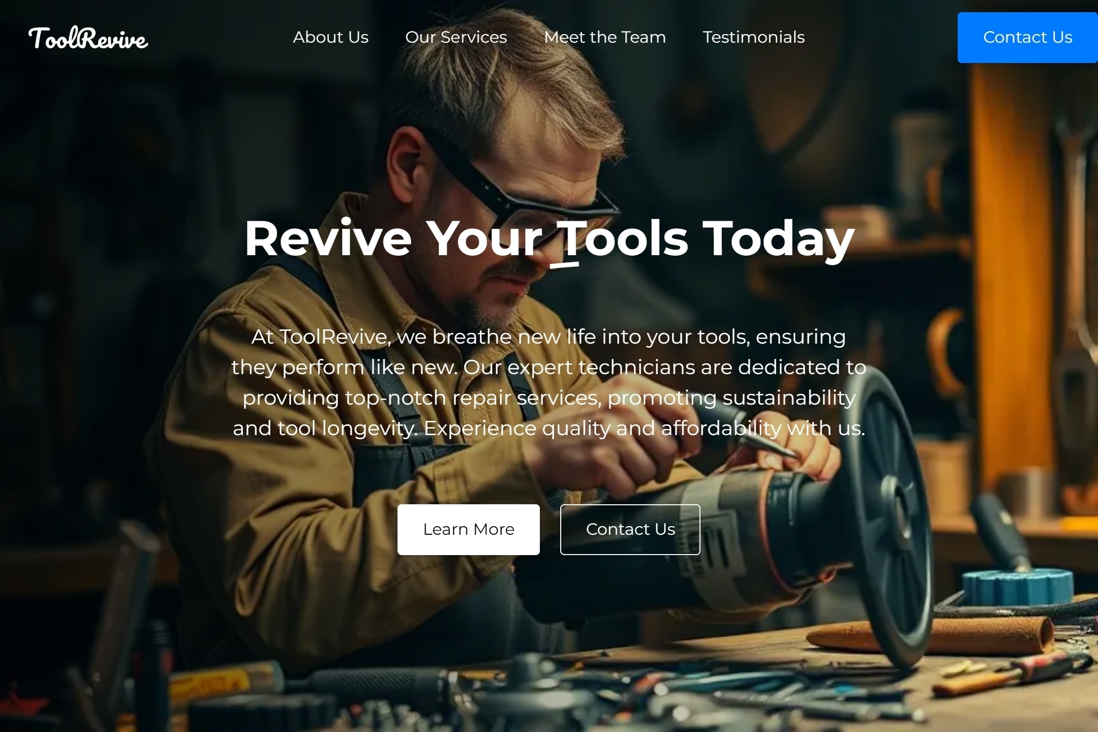 Tool repair shop website template