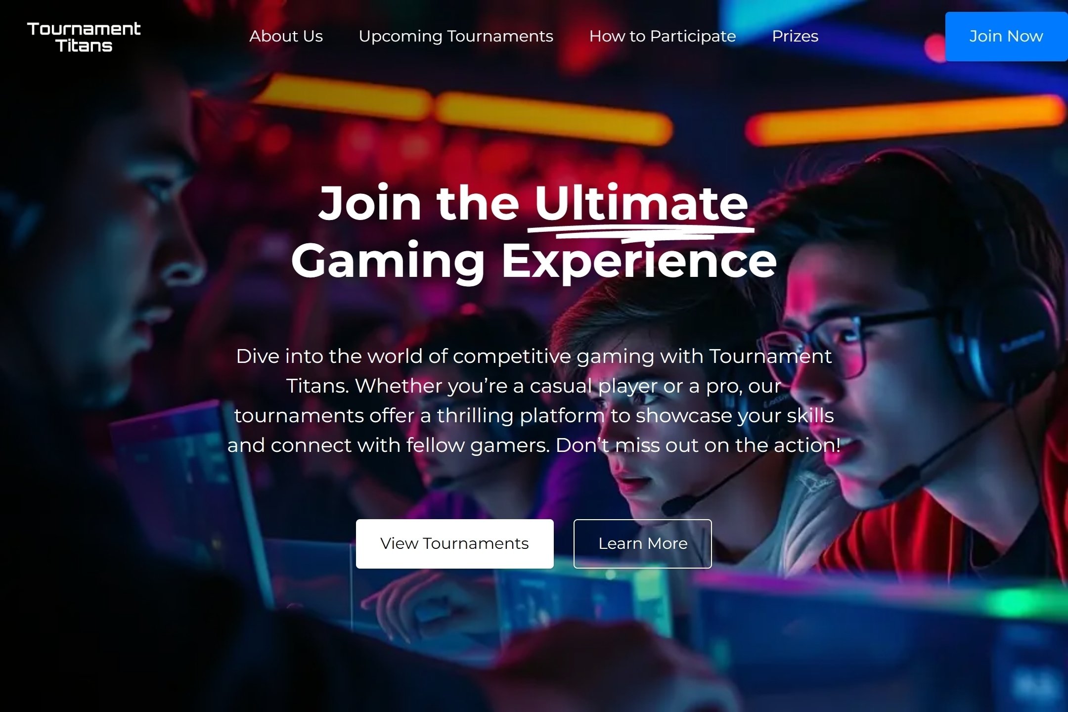 Tournament website template