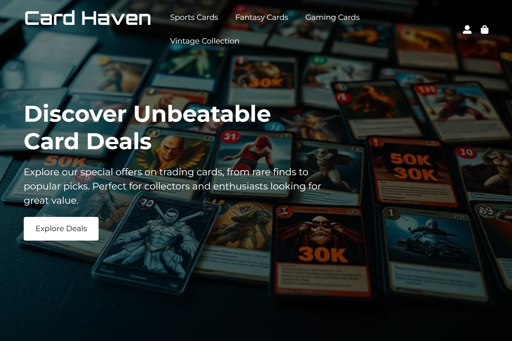 Trading card shop website template
